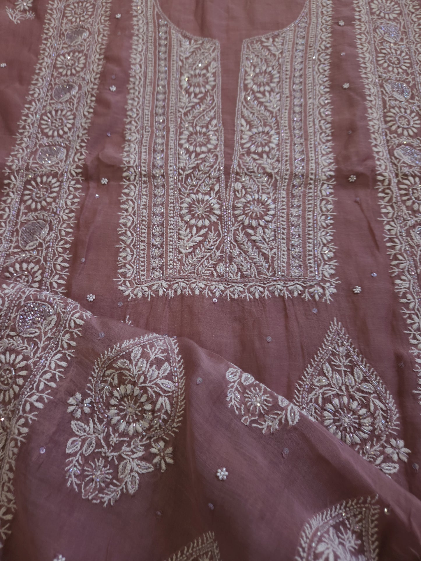 Malmal Chanderi 2-Piece Set (Brownish Purple)