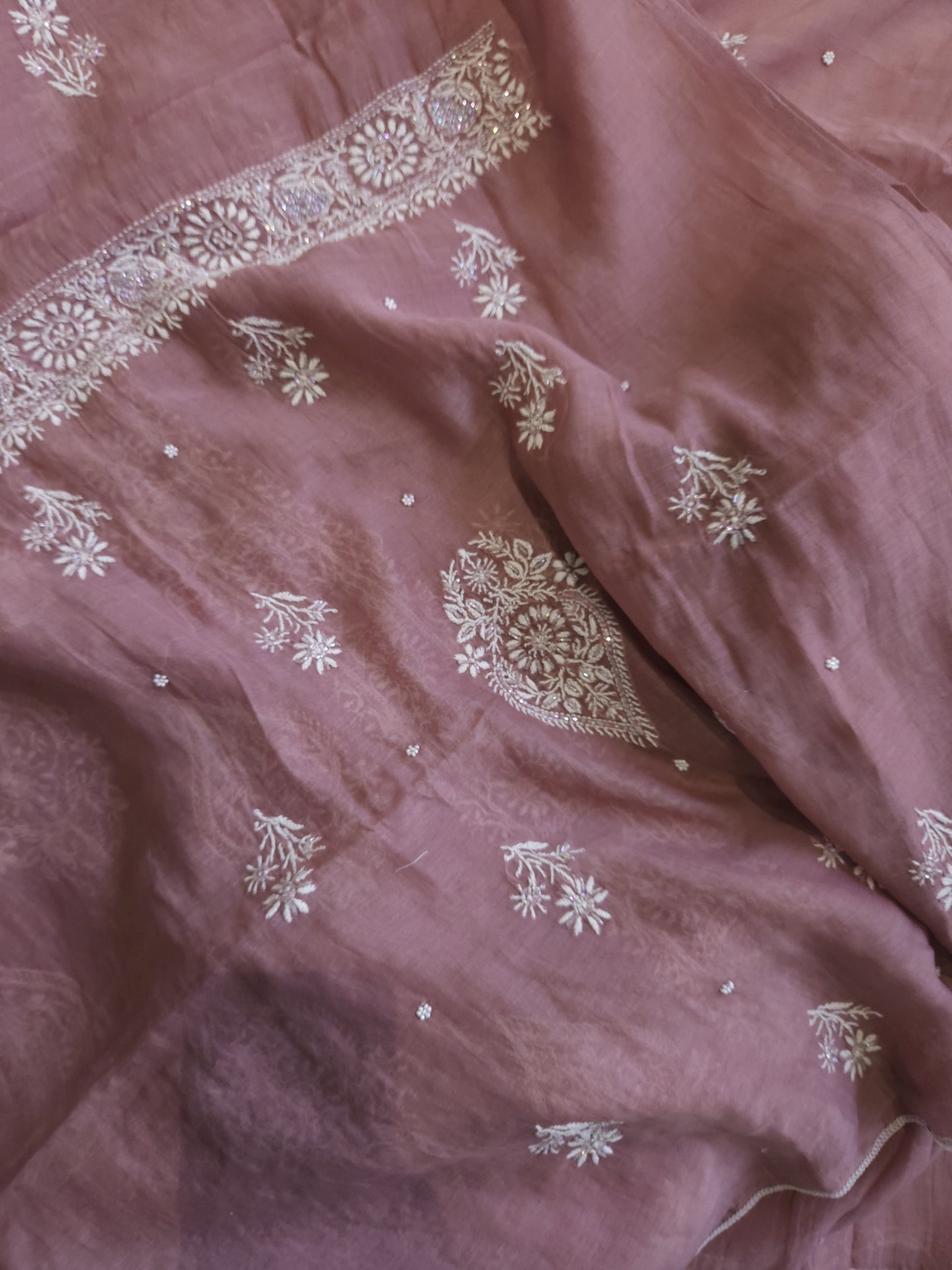 Malmal Chanderi 2-Piece Set (Brownish Purple)