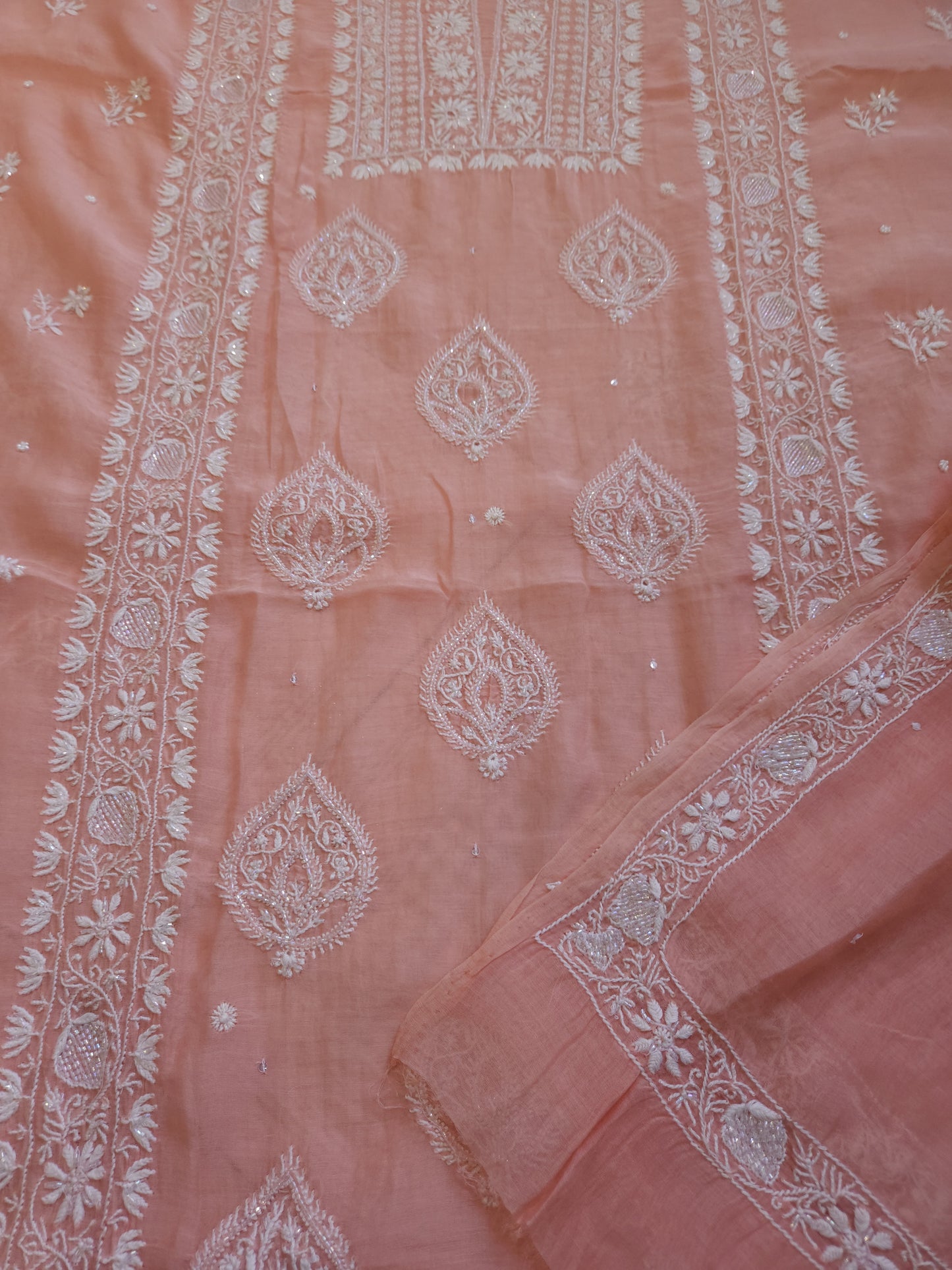 Malmal Chanderi 2-Piece Set (Peach)