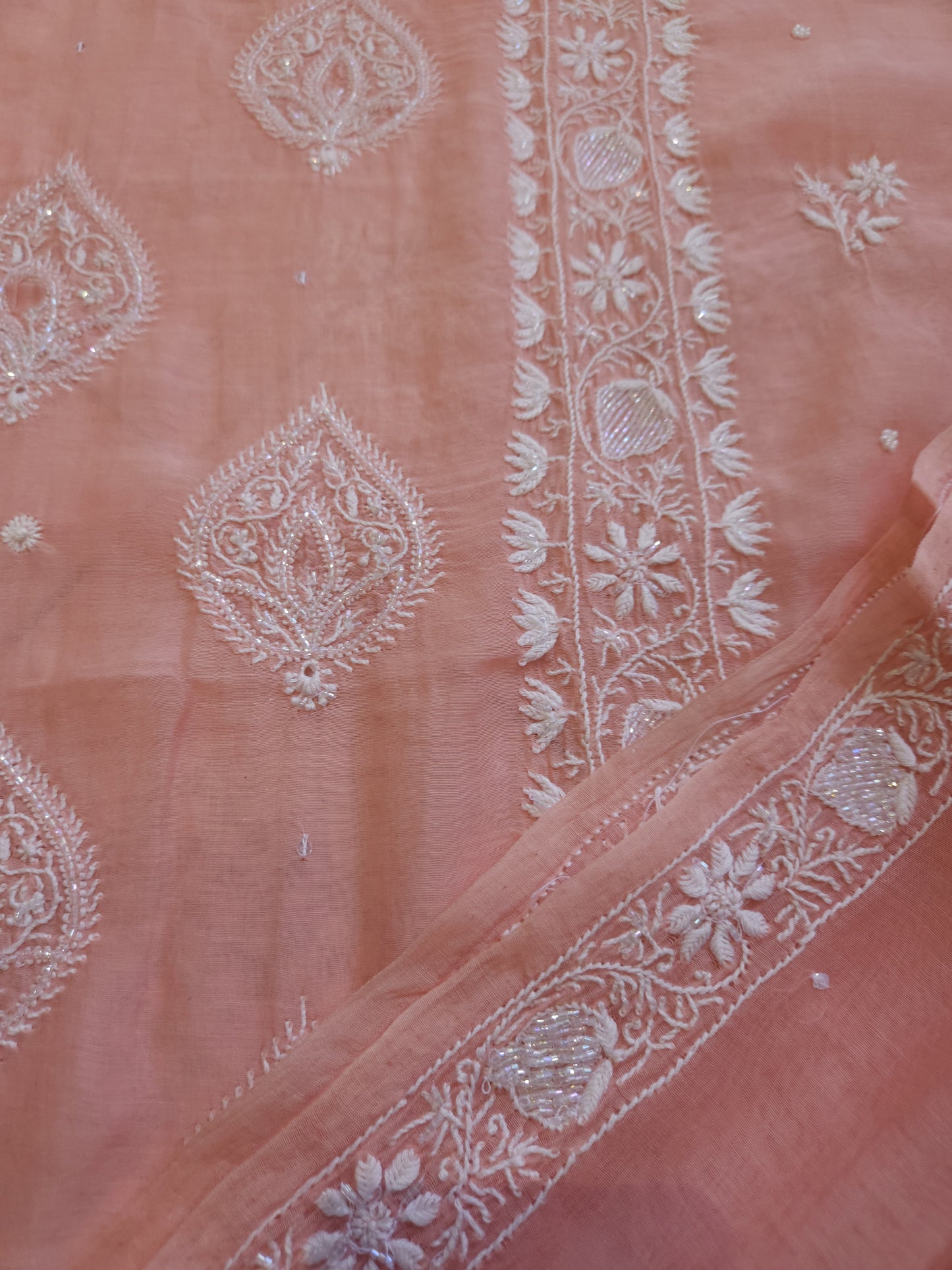 Malmal Chanderi 2-Piece Set (Peach)