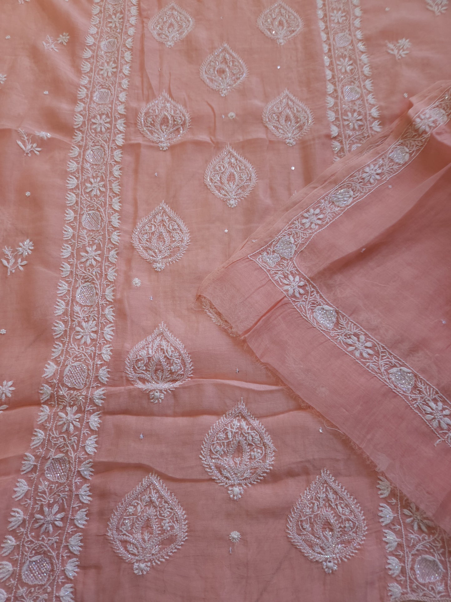 Malmal Chanderi 2-Piece Set (Peach)