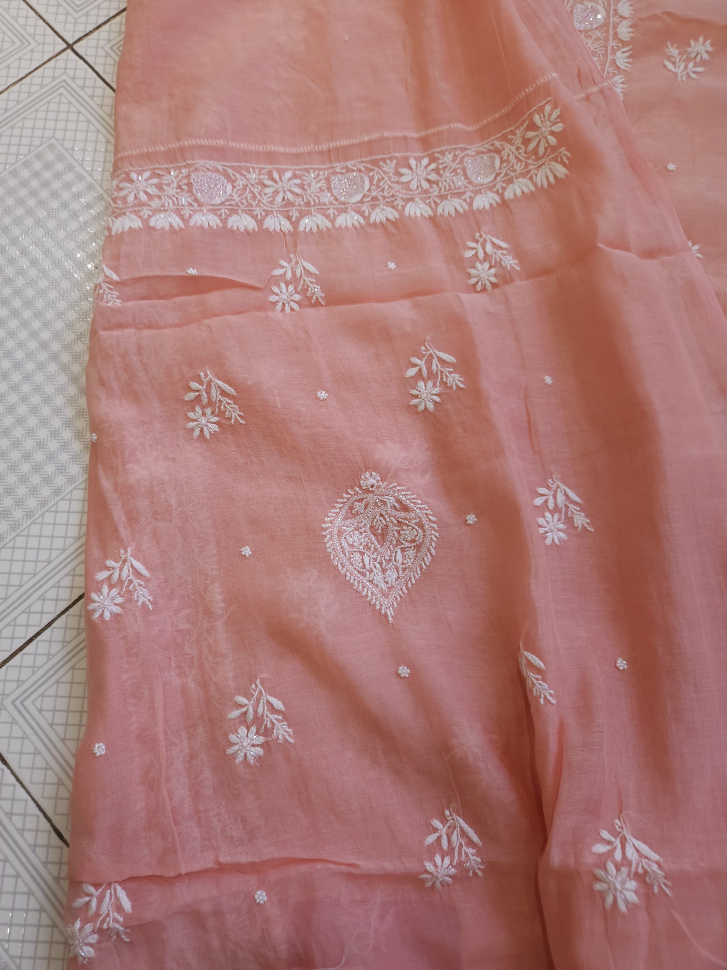 Malmal Chanderi 2-Piece Set (Peach)