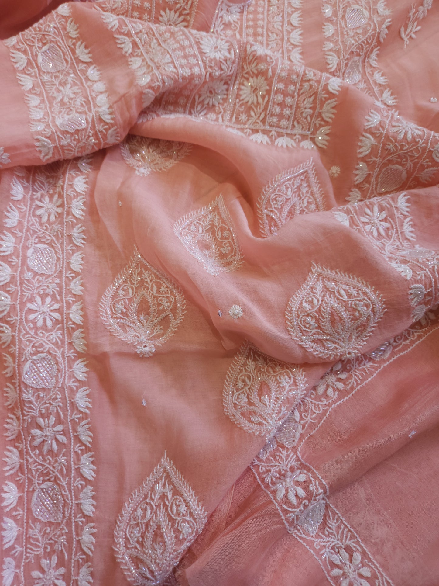 Malmal Chanderi 2-Piece Set (Peach)