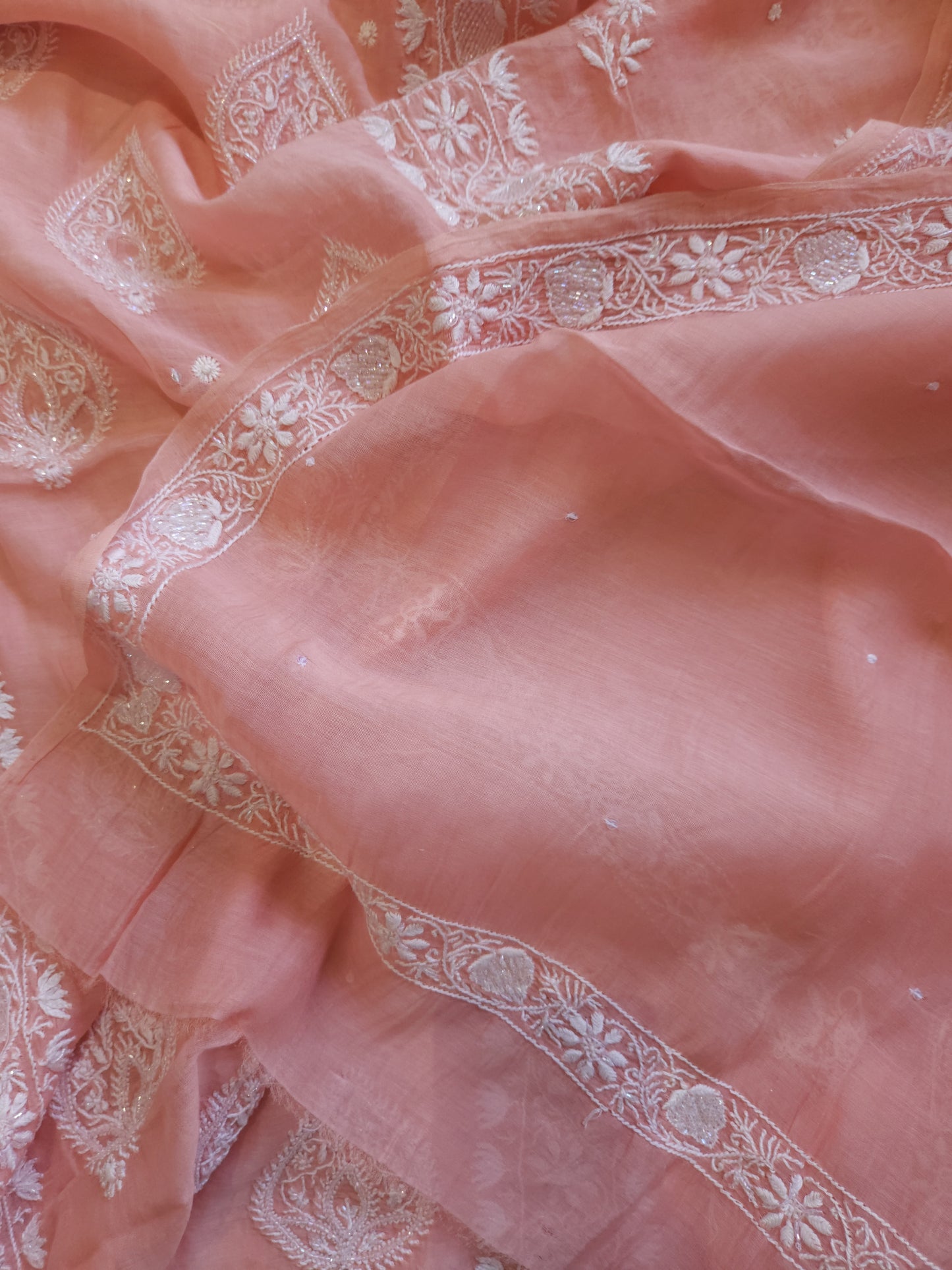 Malmal Chanderi 2-Piece Set (Peach)
