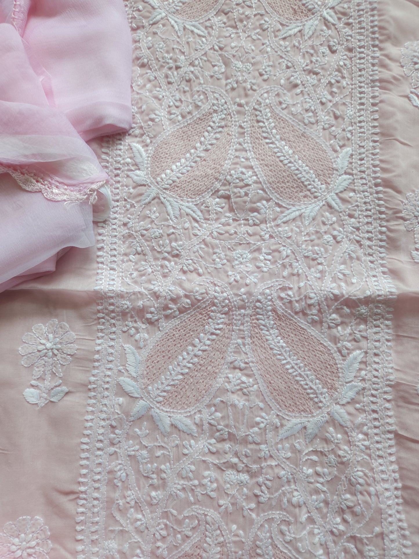 Soft Cotton Voil 3-Piece Suit (Baby Pink) (PS005)