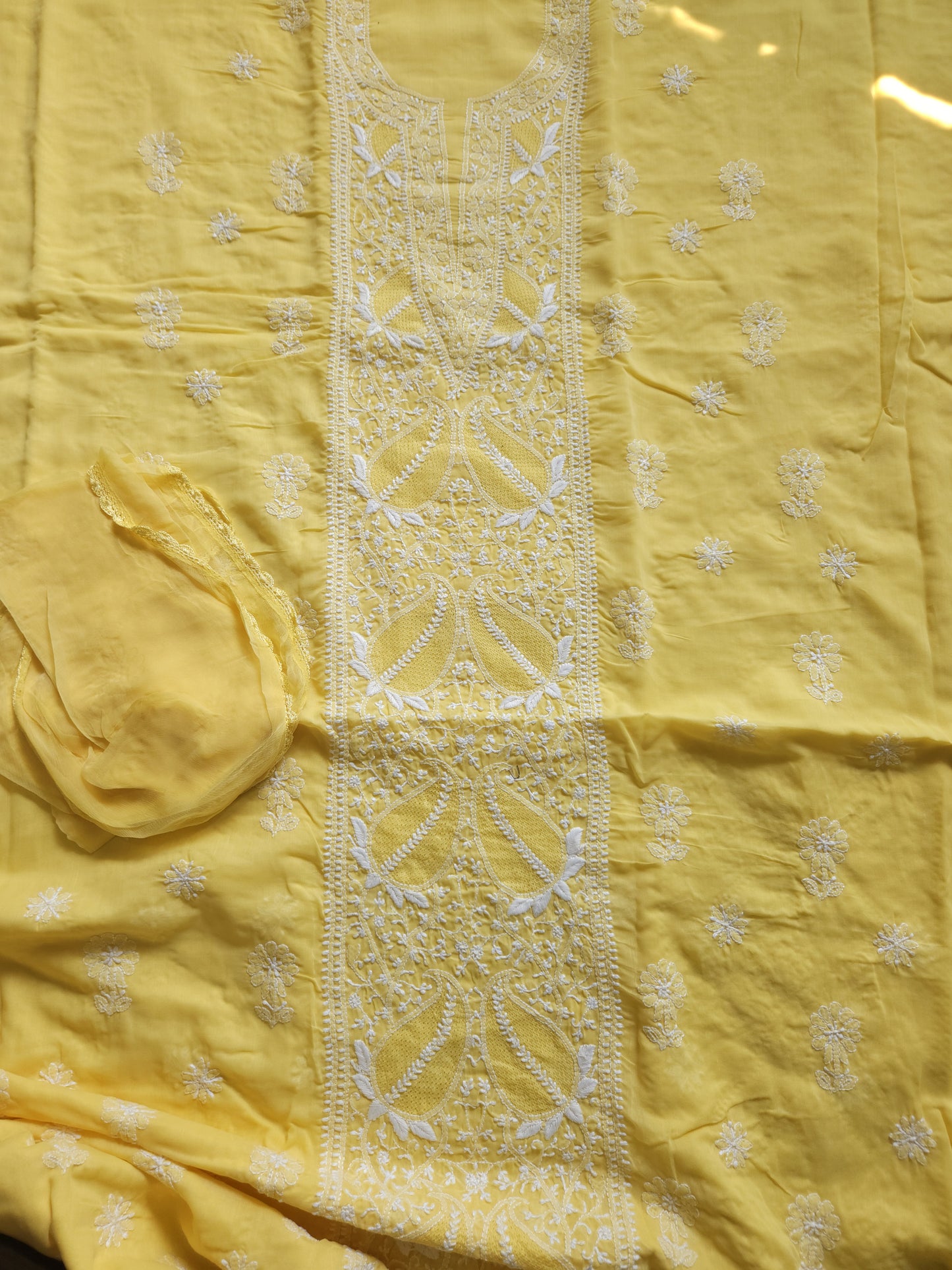 Soft Cotton Voil 3-Piece Suit (Yellow) (PS008)