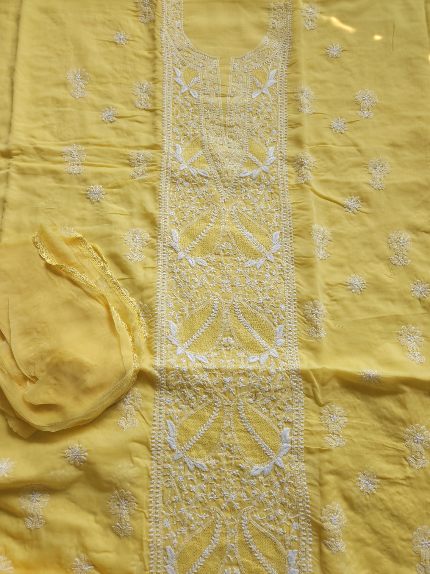 Soft Cotton Voil 3-Piece Suit (Yellow) (PS008)