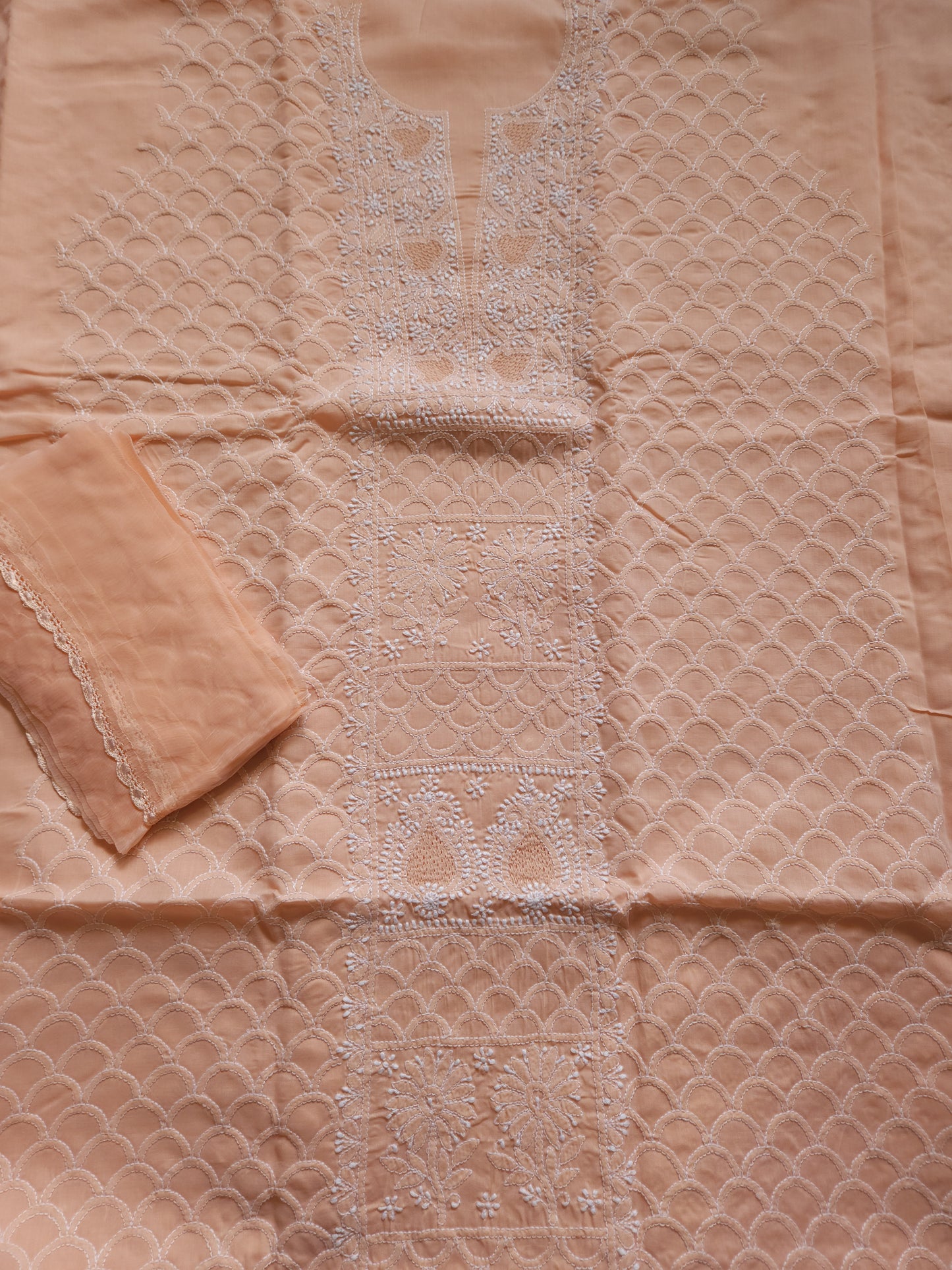 Soft Cotton Voil 3-Piece Suit (Peach) (PS011)