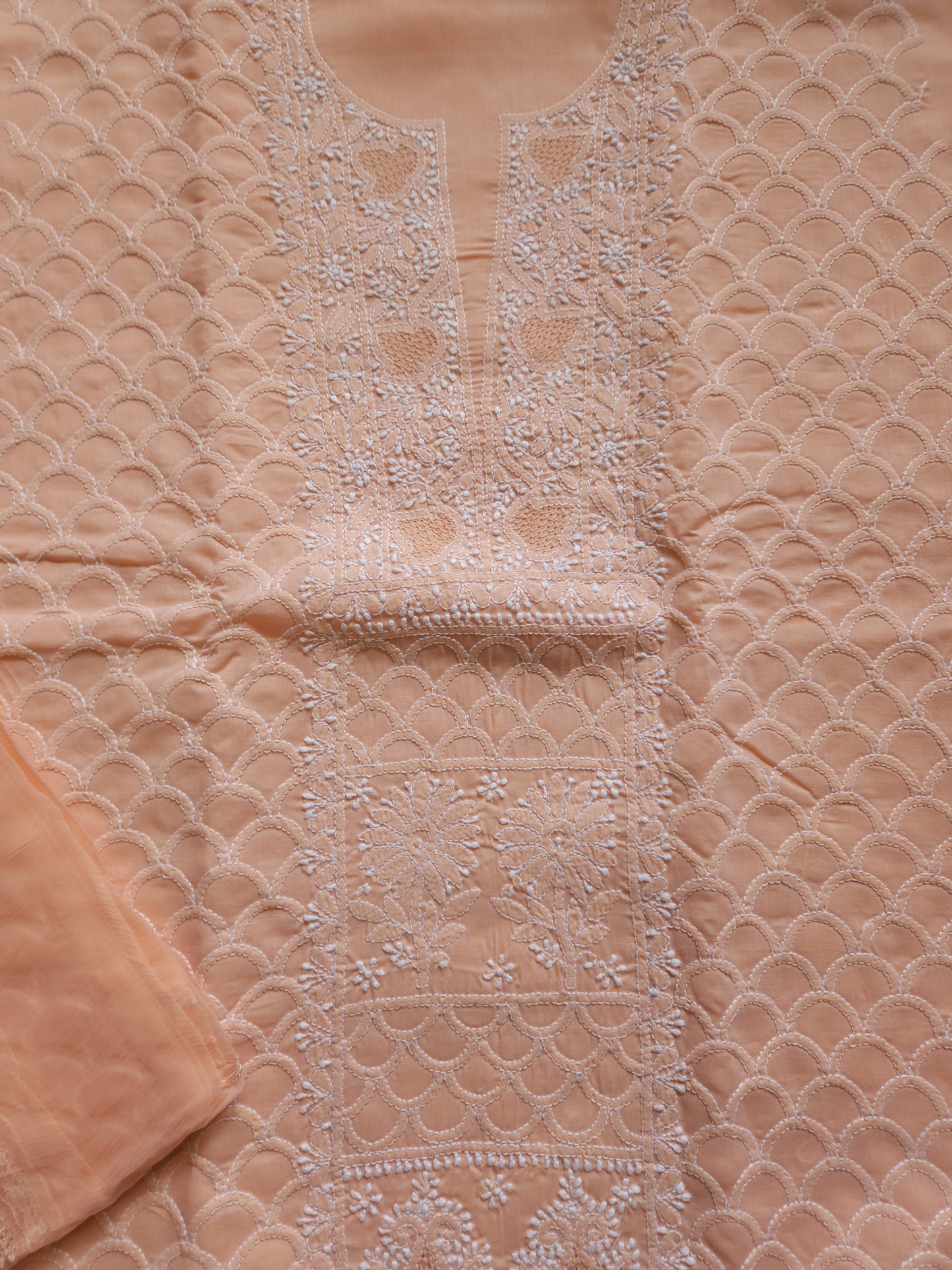 Soft Cotton Voil 3-Piece Suit (Peach) (PS011)