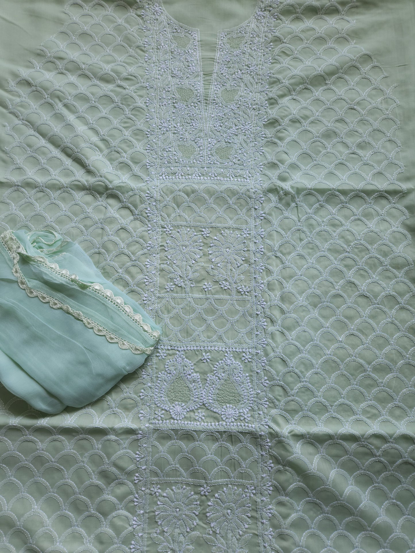 Soft Cotton Voil 3-Piece Suit (Sage Green) (PS010)