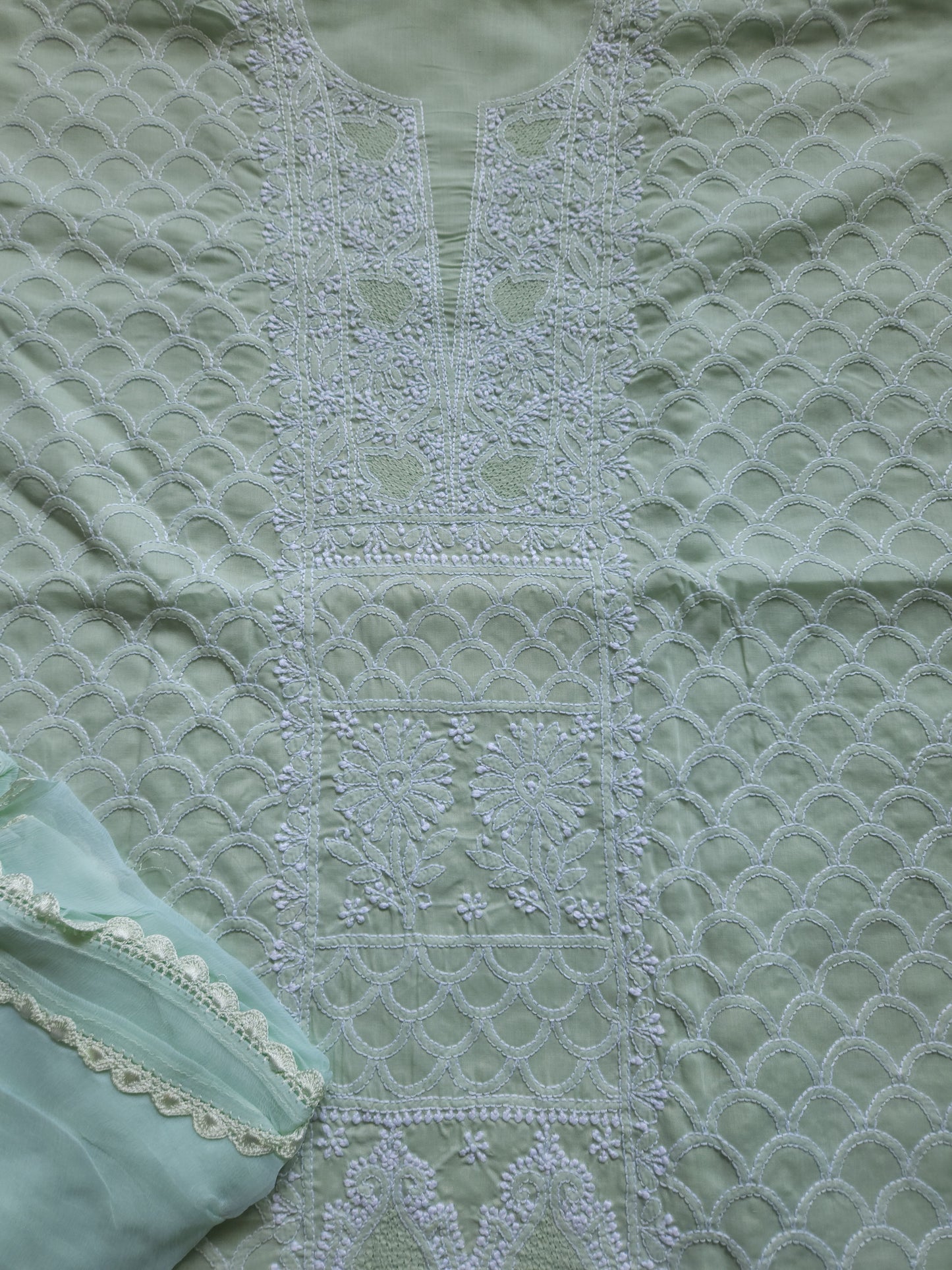 Soft Cotton Voil 3-Piece Suit (Sage Green) (PS010)