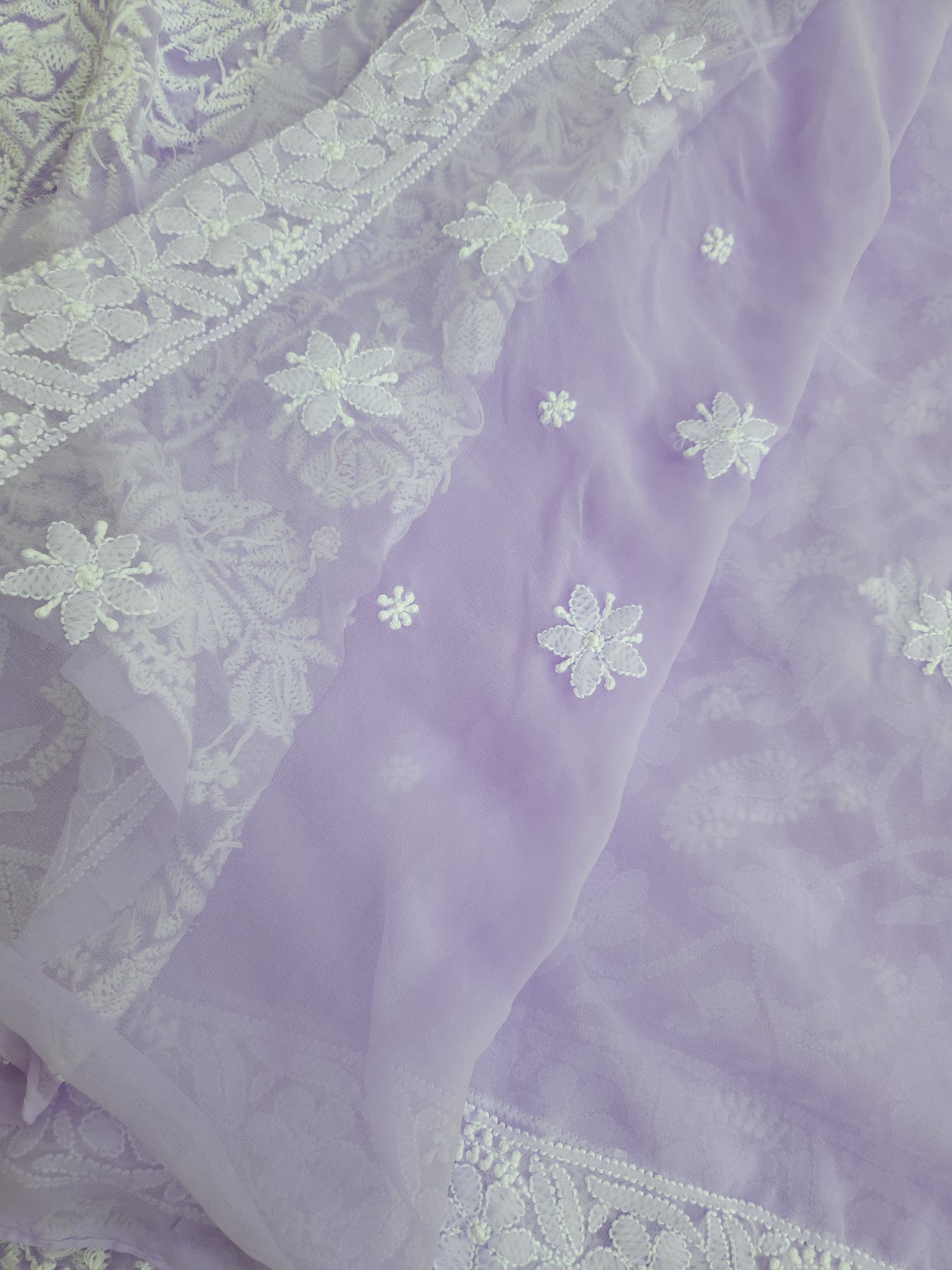 Semi Georgette Saree (Purple) (PS019)