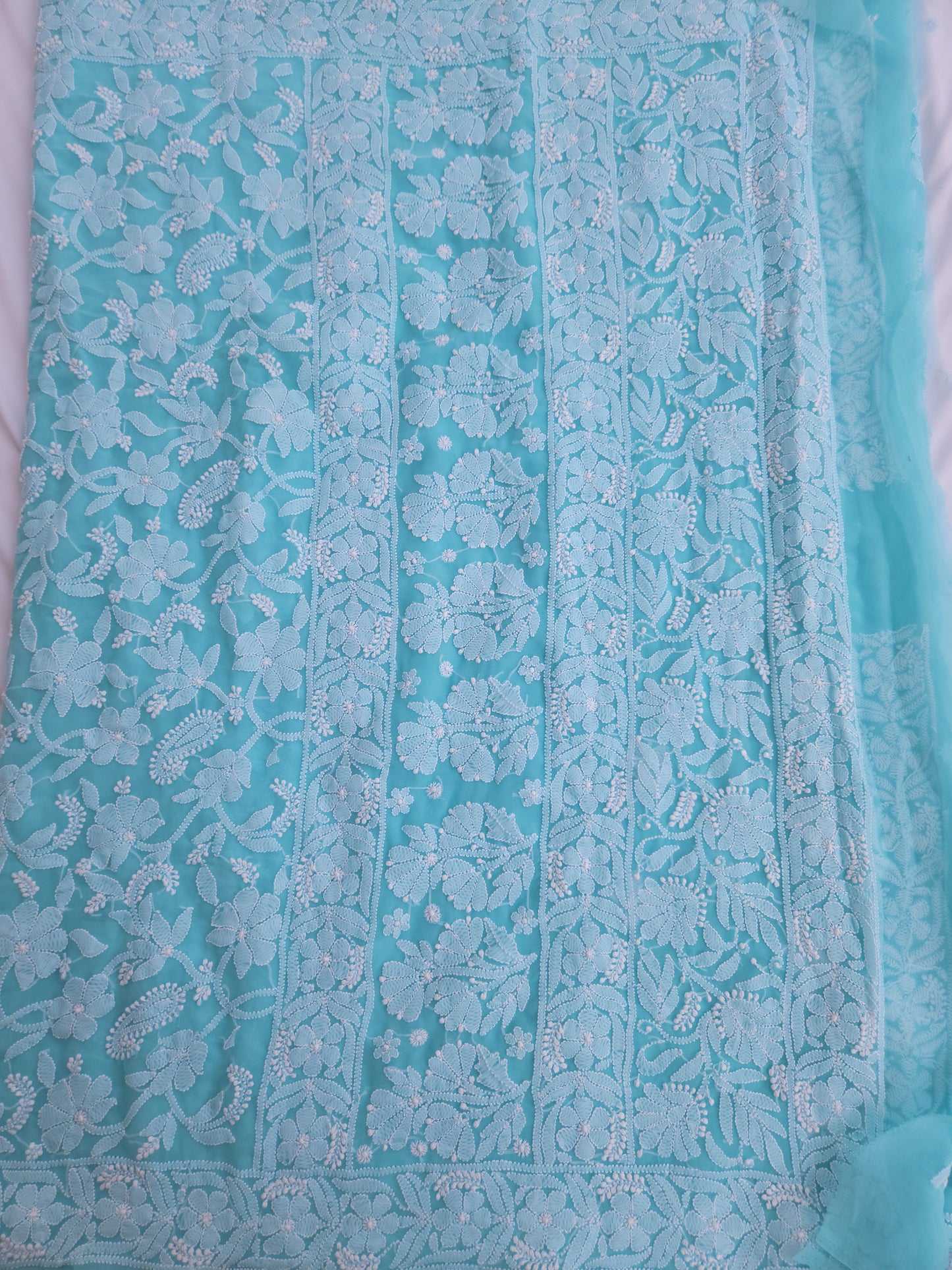 Semi Georgette Saree (Firozi) (PS018)