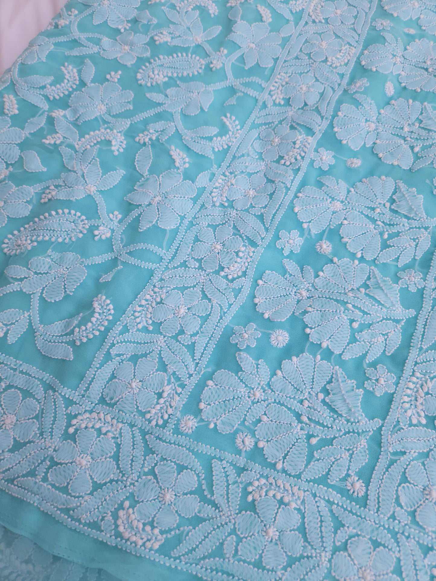 Semi Georgette Saree (Firozi) (PS018)