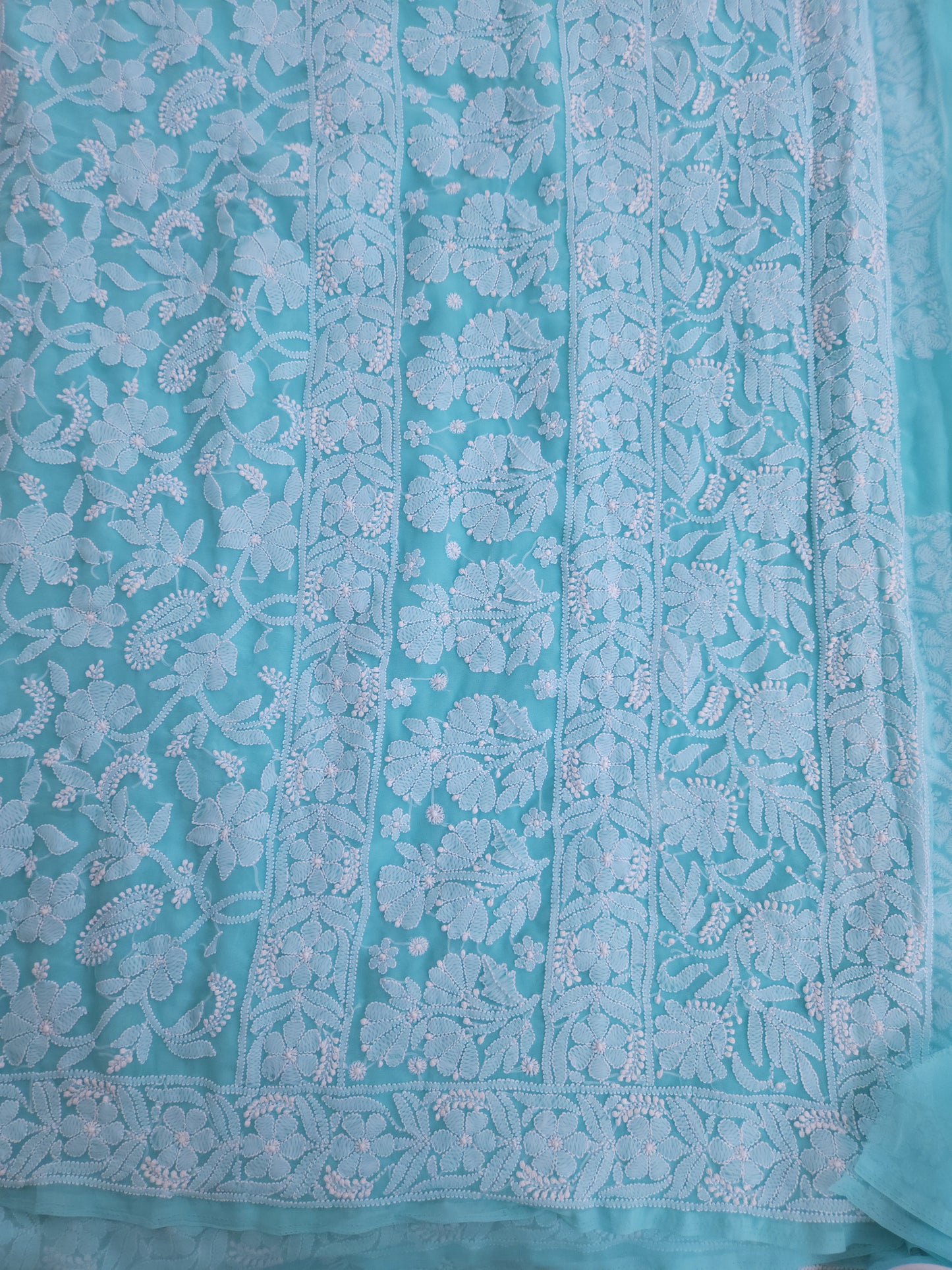 Semi Georgette Saree (Firozi) (PS018)