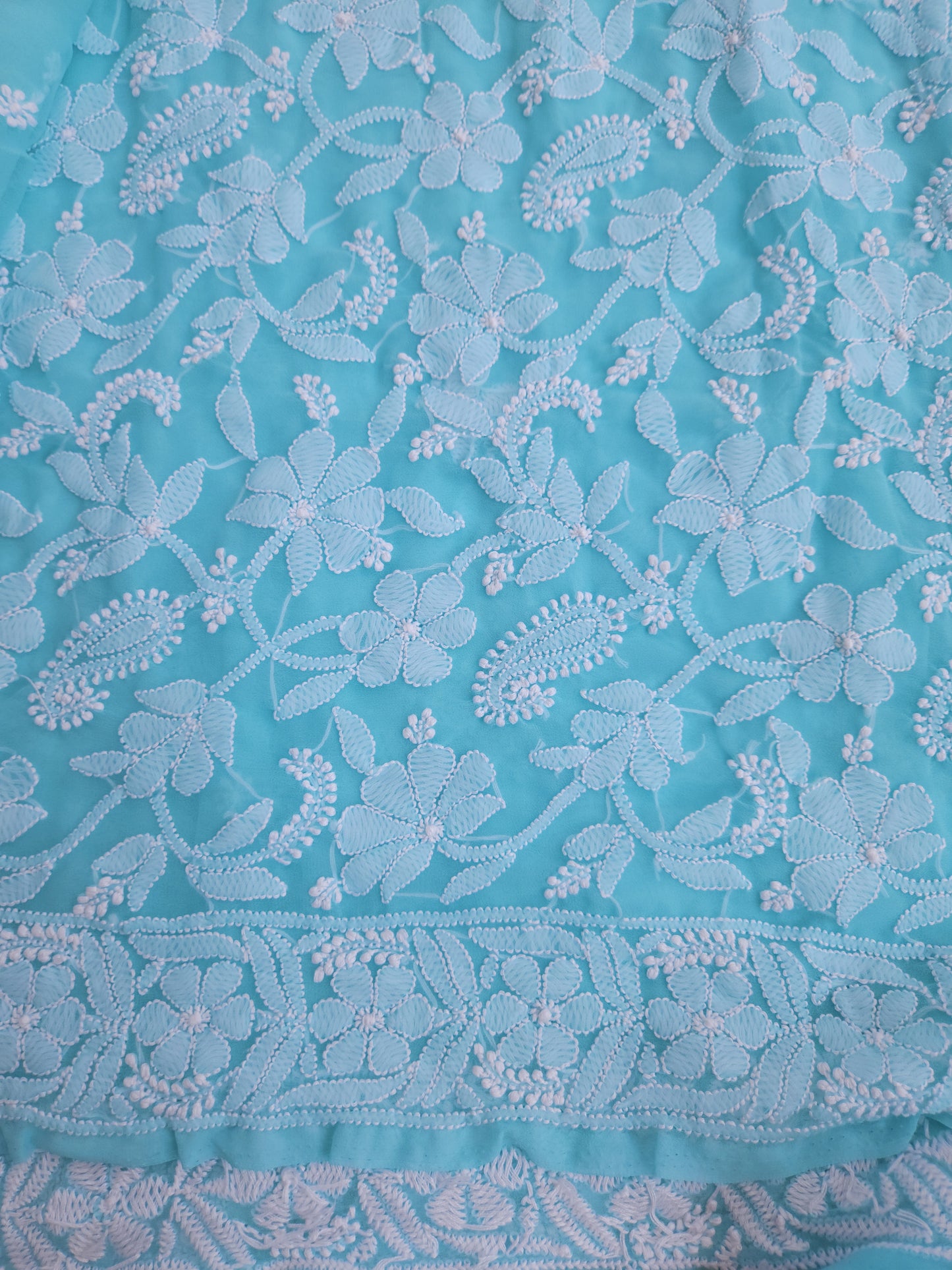 Semi Georgette Saree (Firozi) (PS018)