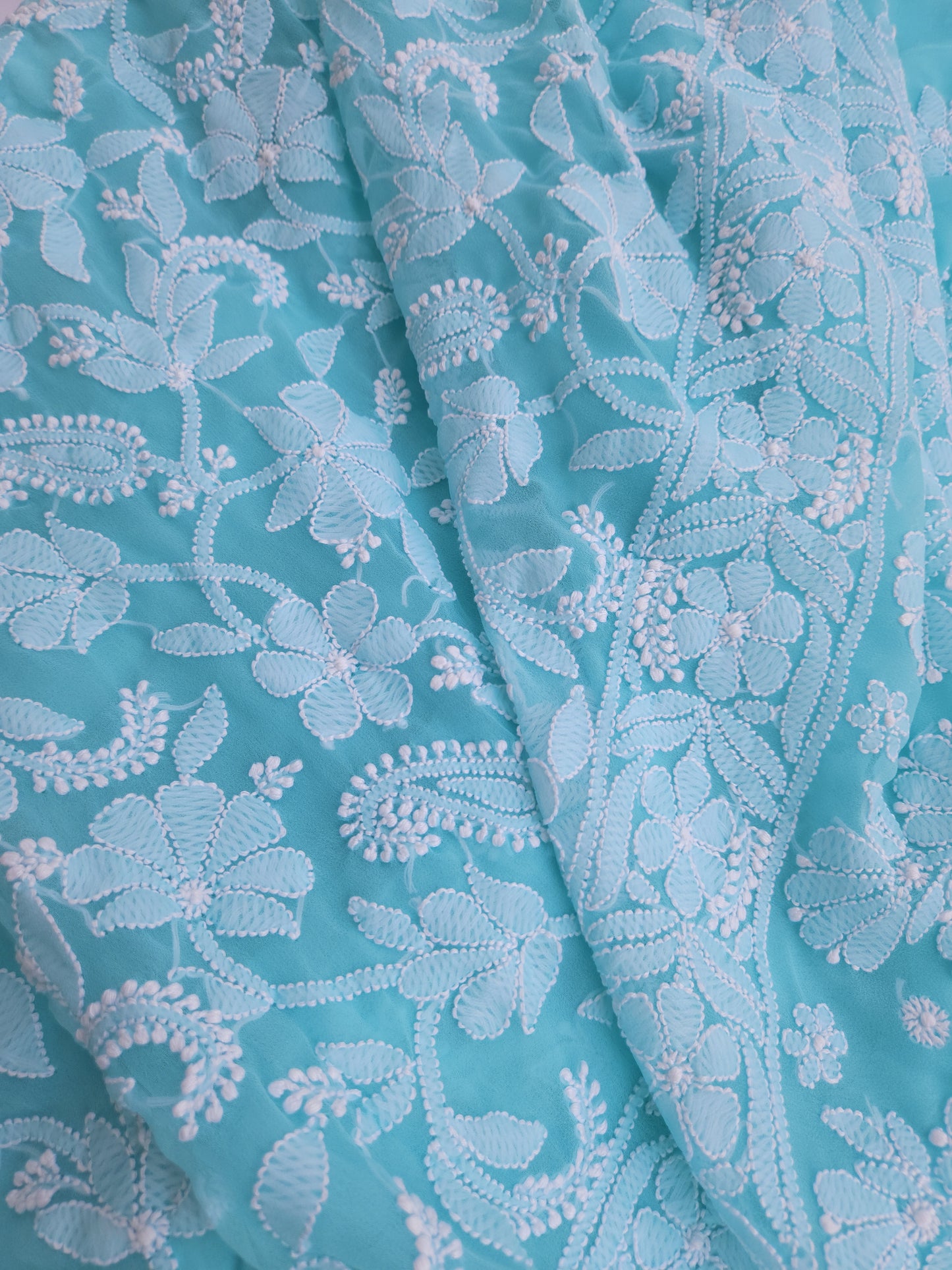Semi Georgette Saree (Firozi) (PS018)