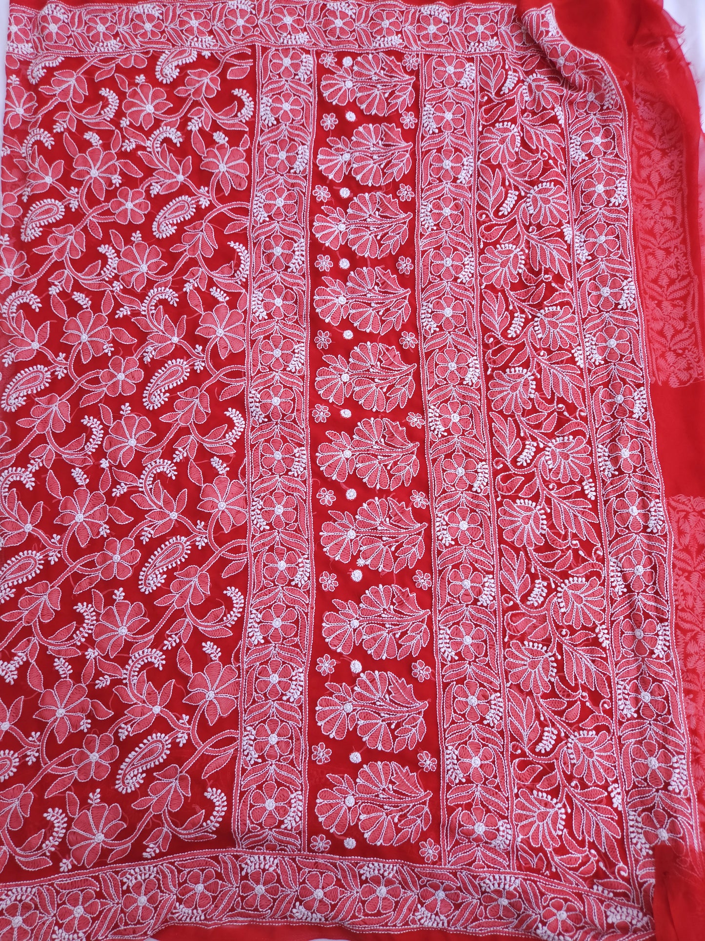 Semi Georgette Saree (Red) (PS016)