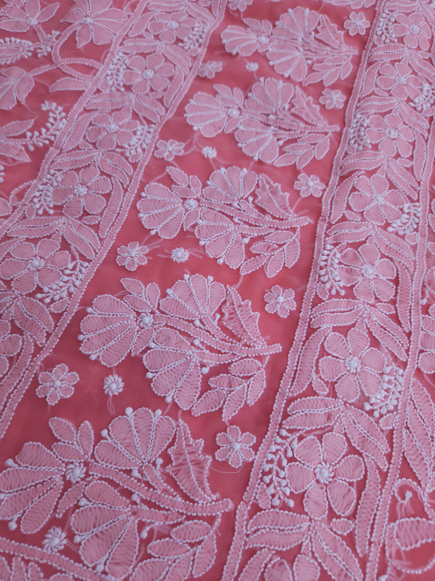 Semi Georgette Saree (Peach) (PS017)