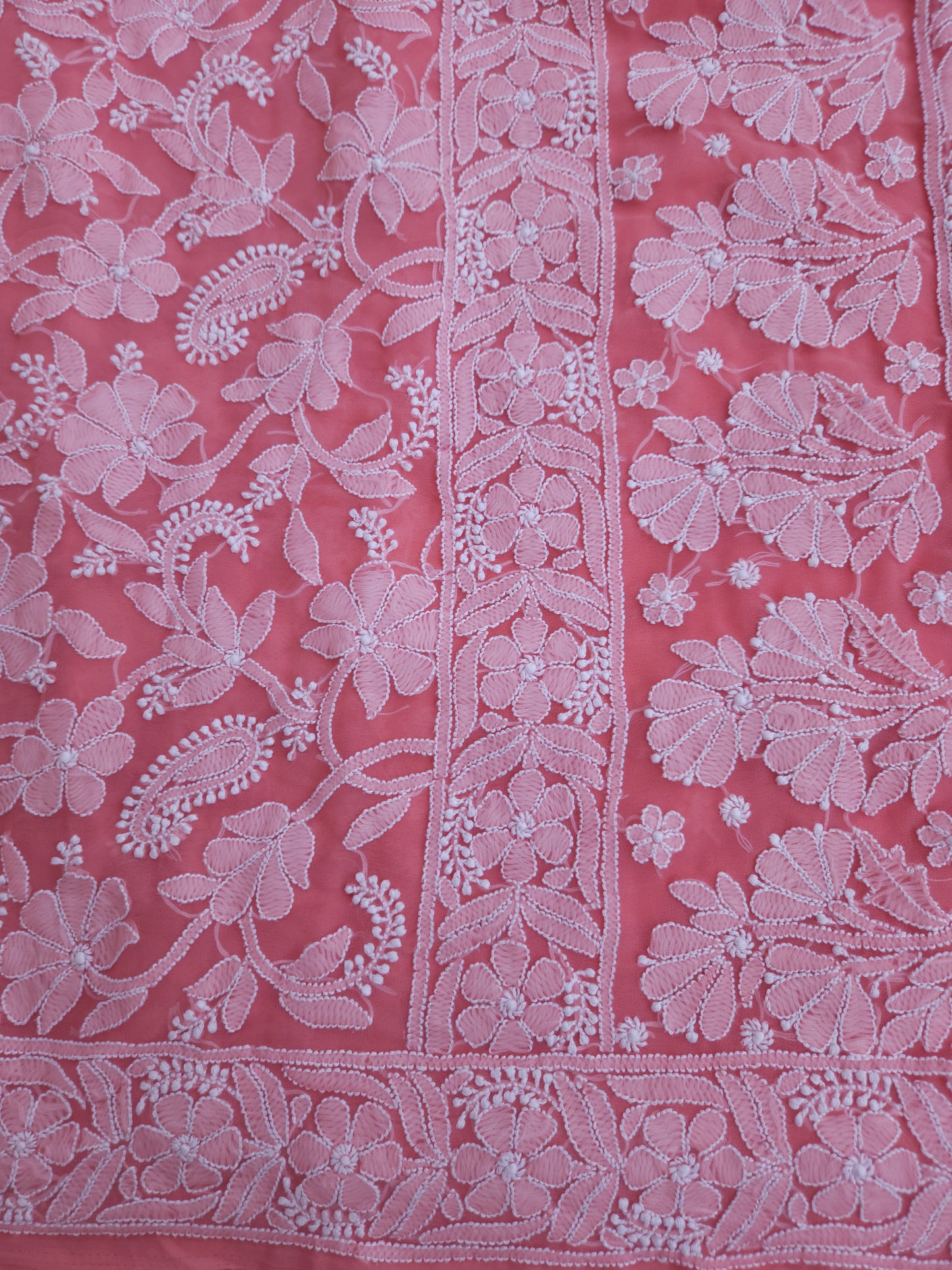 Semi Georgette Saree (Peach) (PS017)