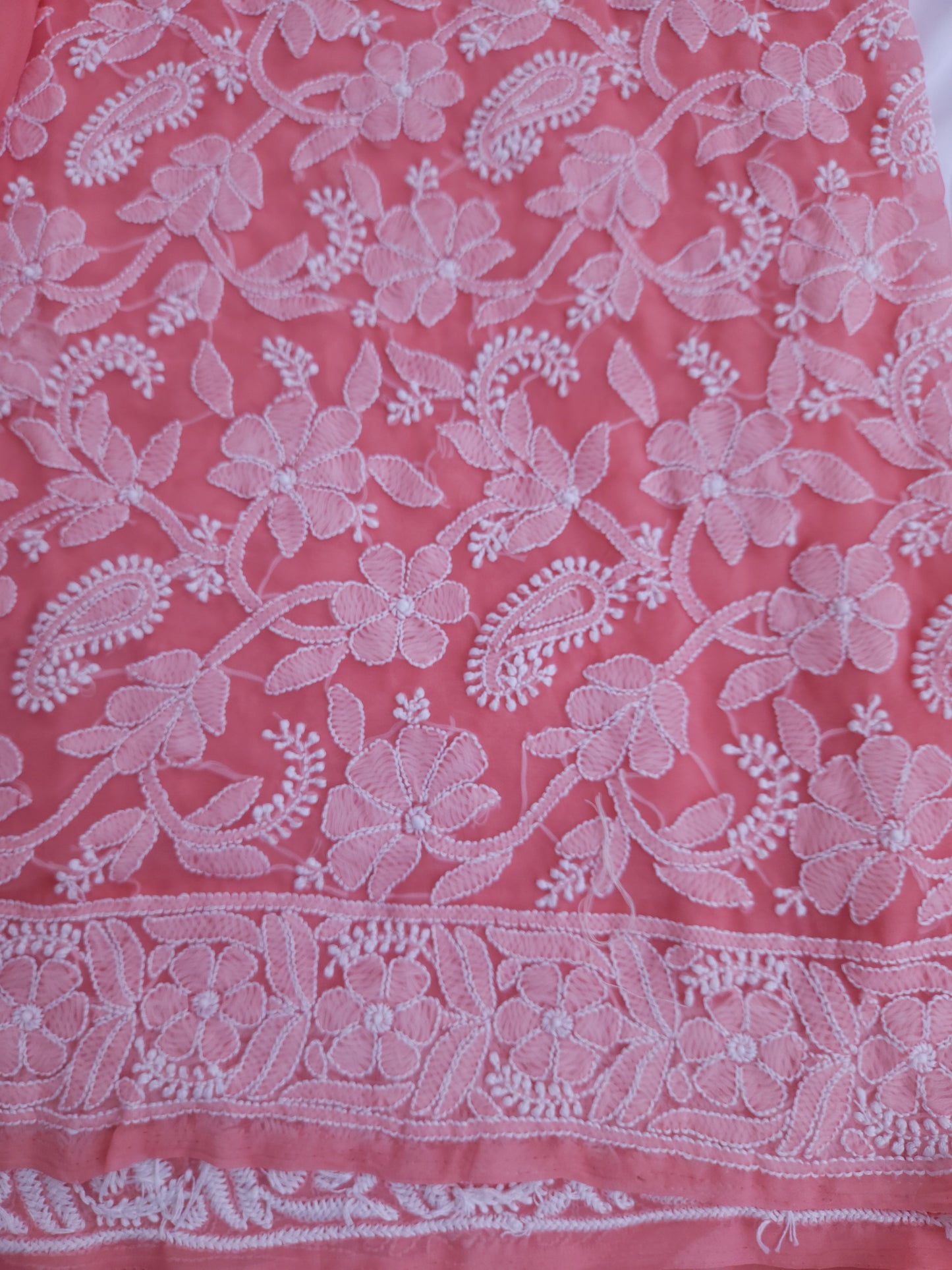Semi Georgette Saree (Peach) (PS017)