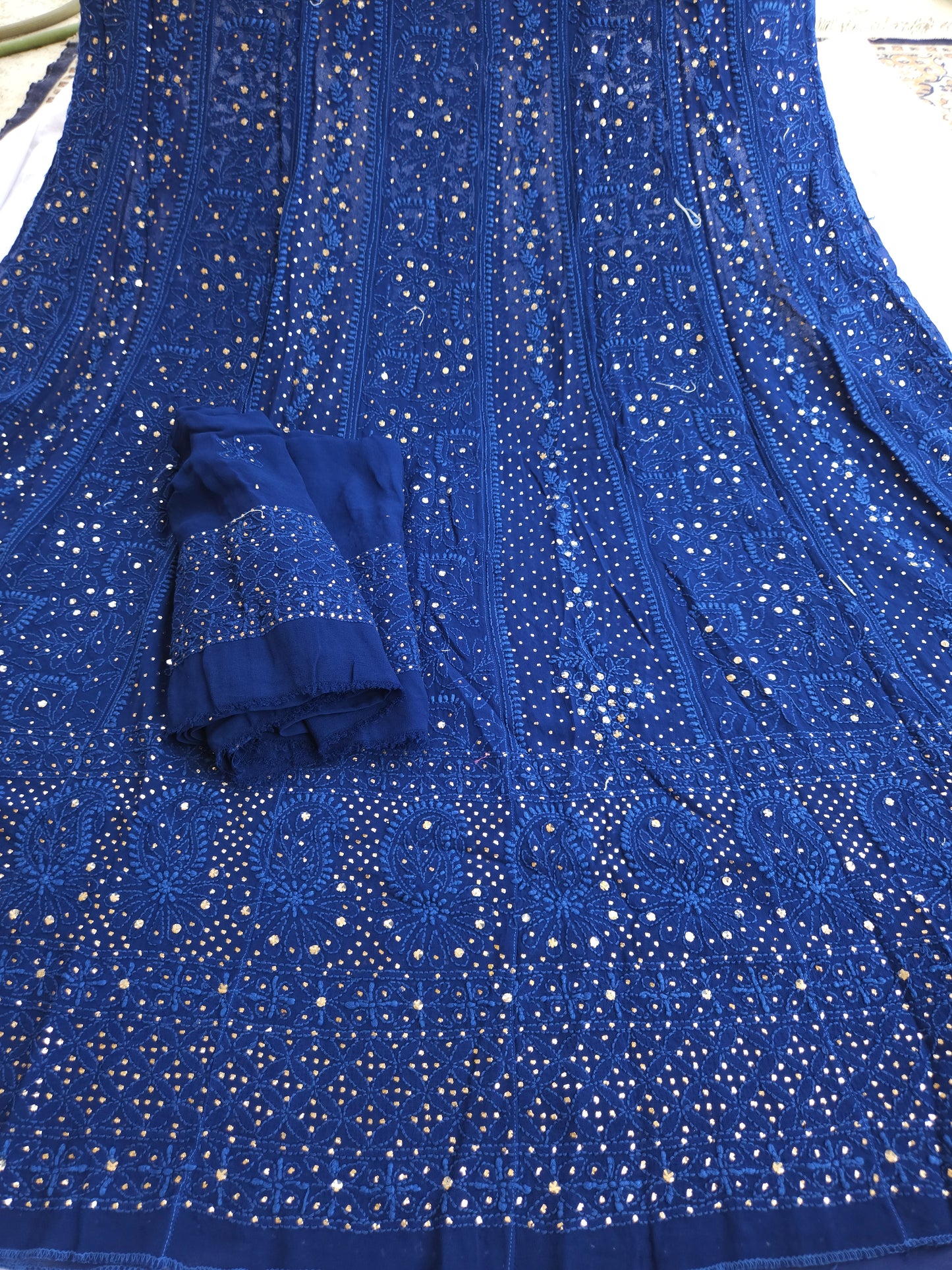 Viscose Georgette 2-Piece Anarkali Set (Royal Blue) (PS021)