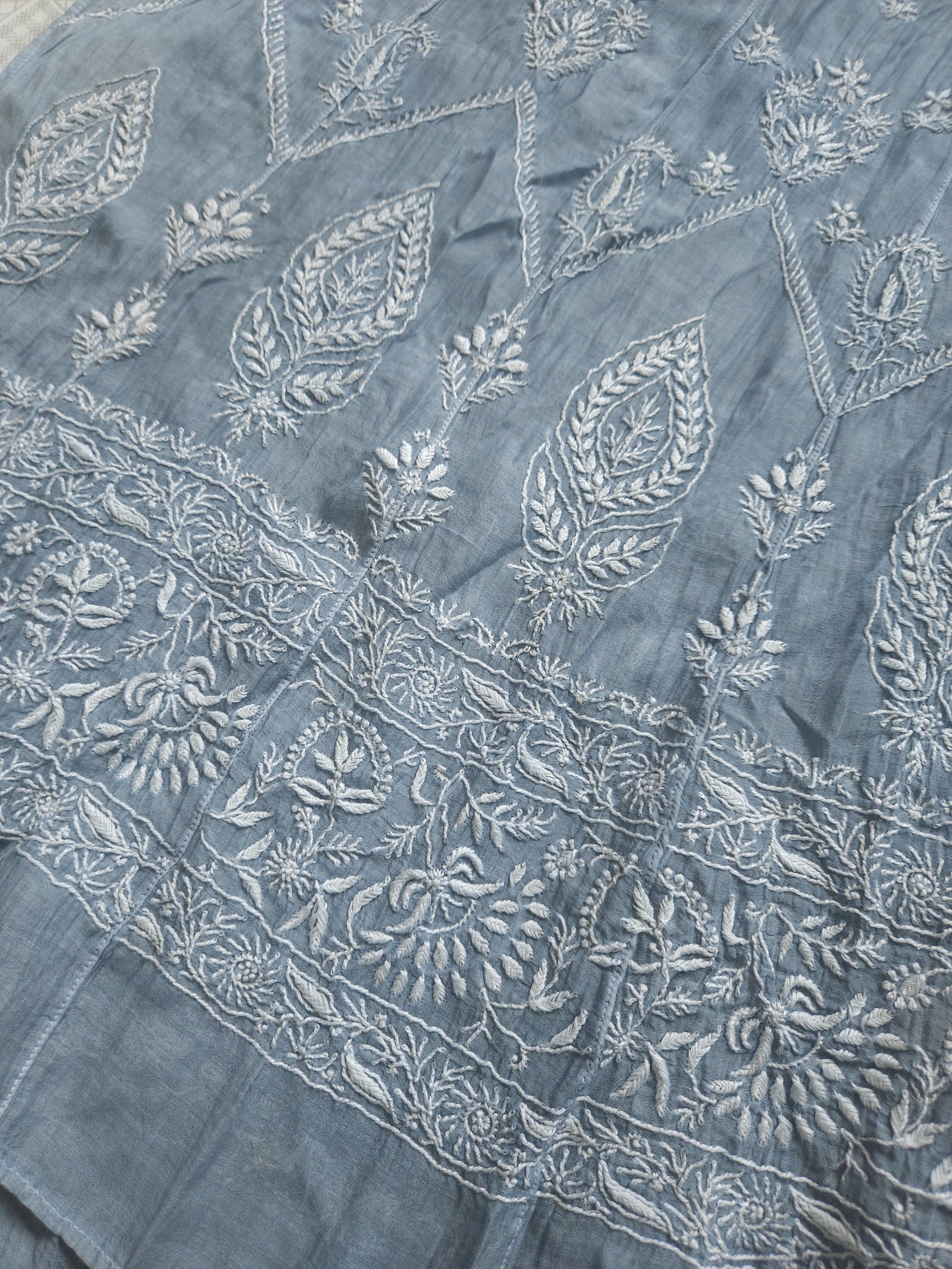 Malmal Chanderi Anarkali 2-Piece Set (Gray) (PS024)