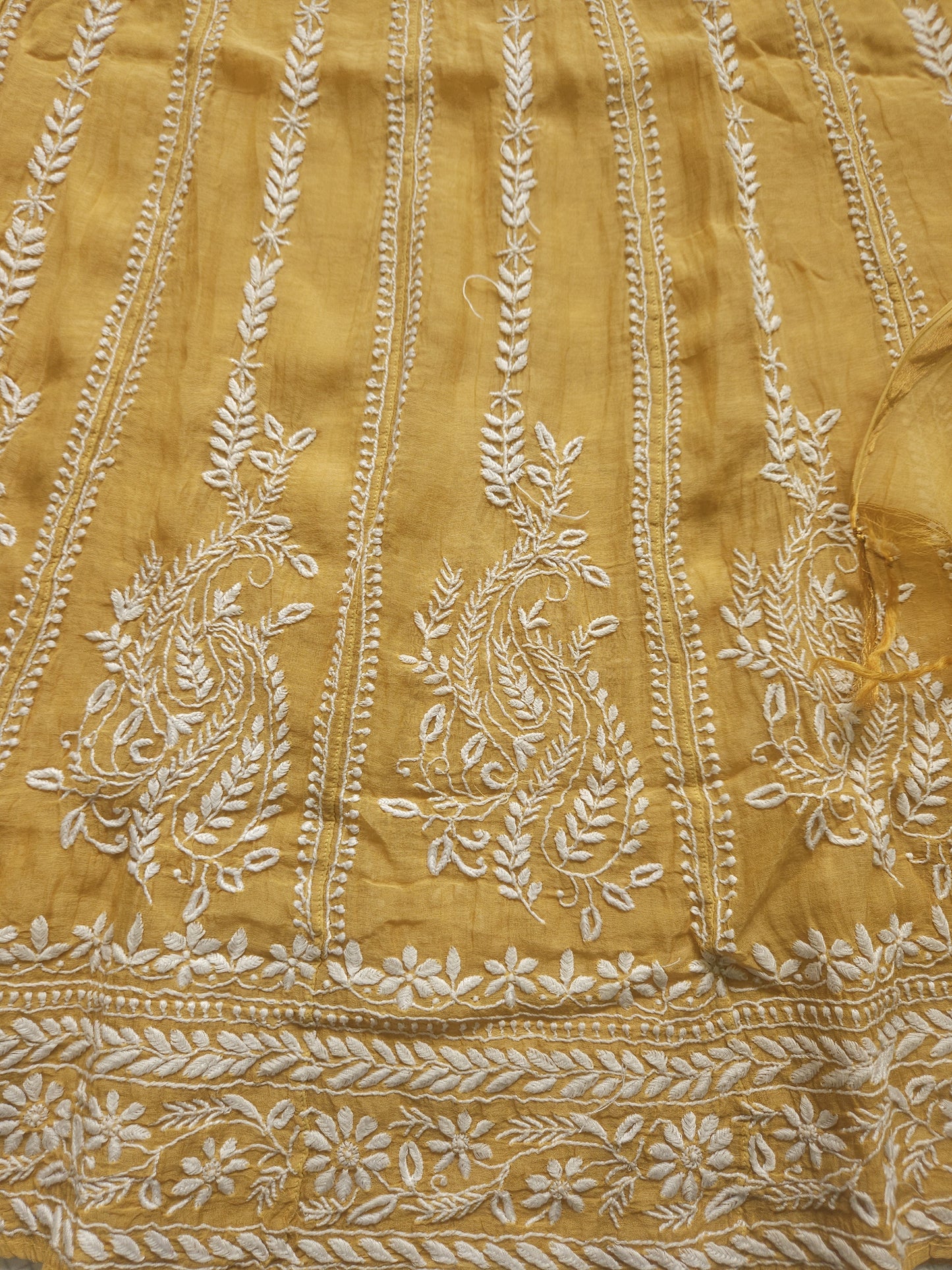 Malmal Chanderi Anarkali 2-Piece Set (Golden Beige) (PS022)