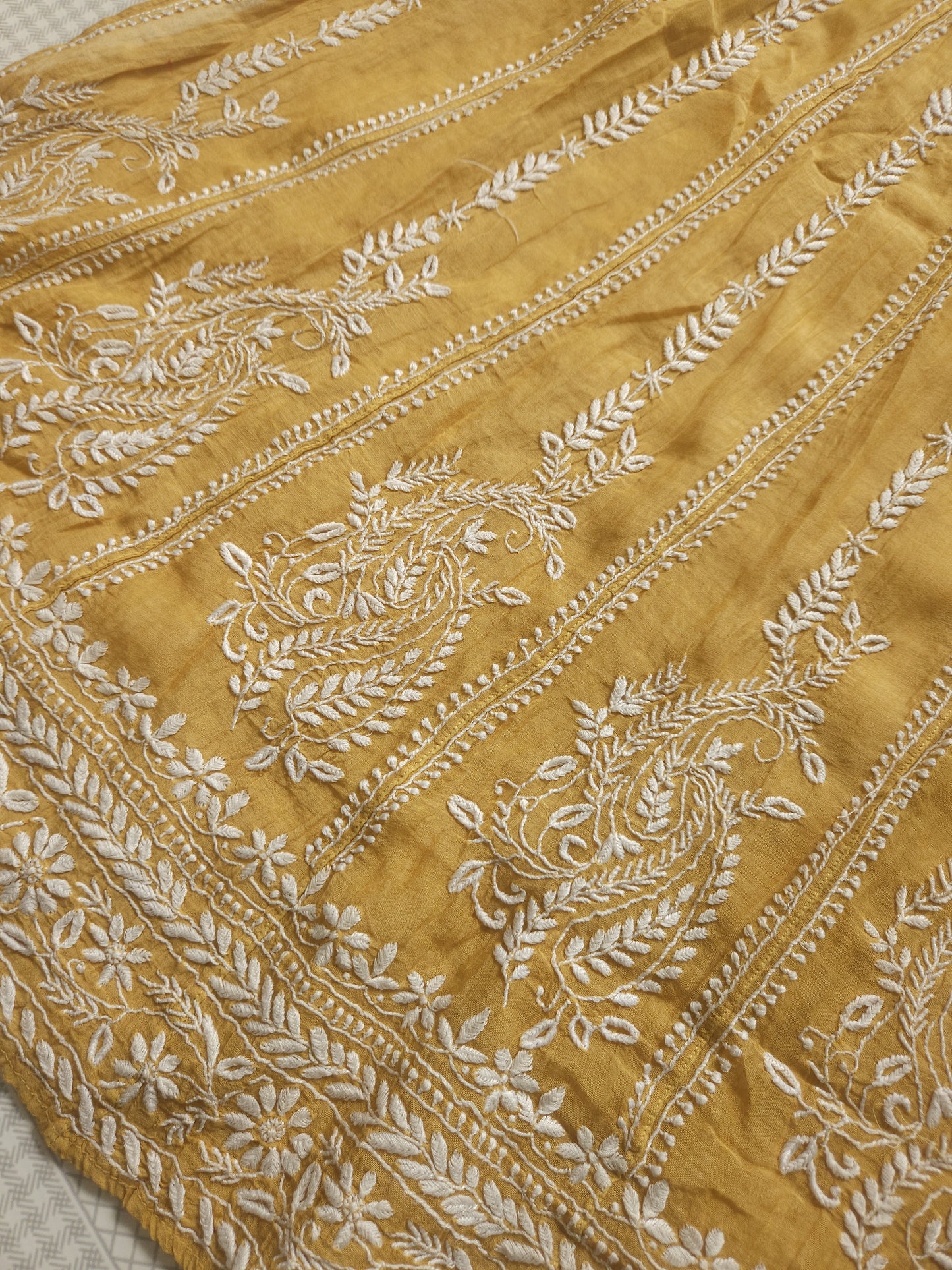 Malmal Chanderi Anarkali 2-Piece Set (Golden Beige) (PS022)