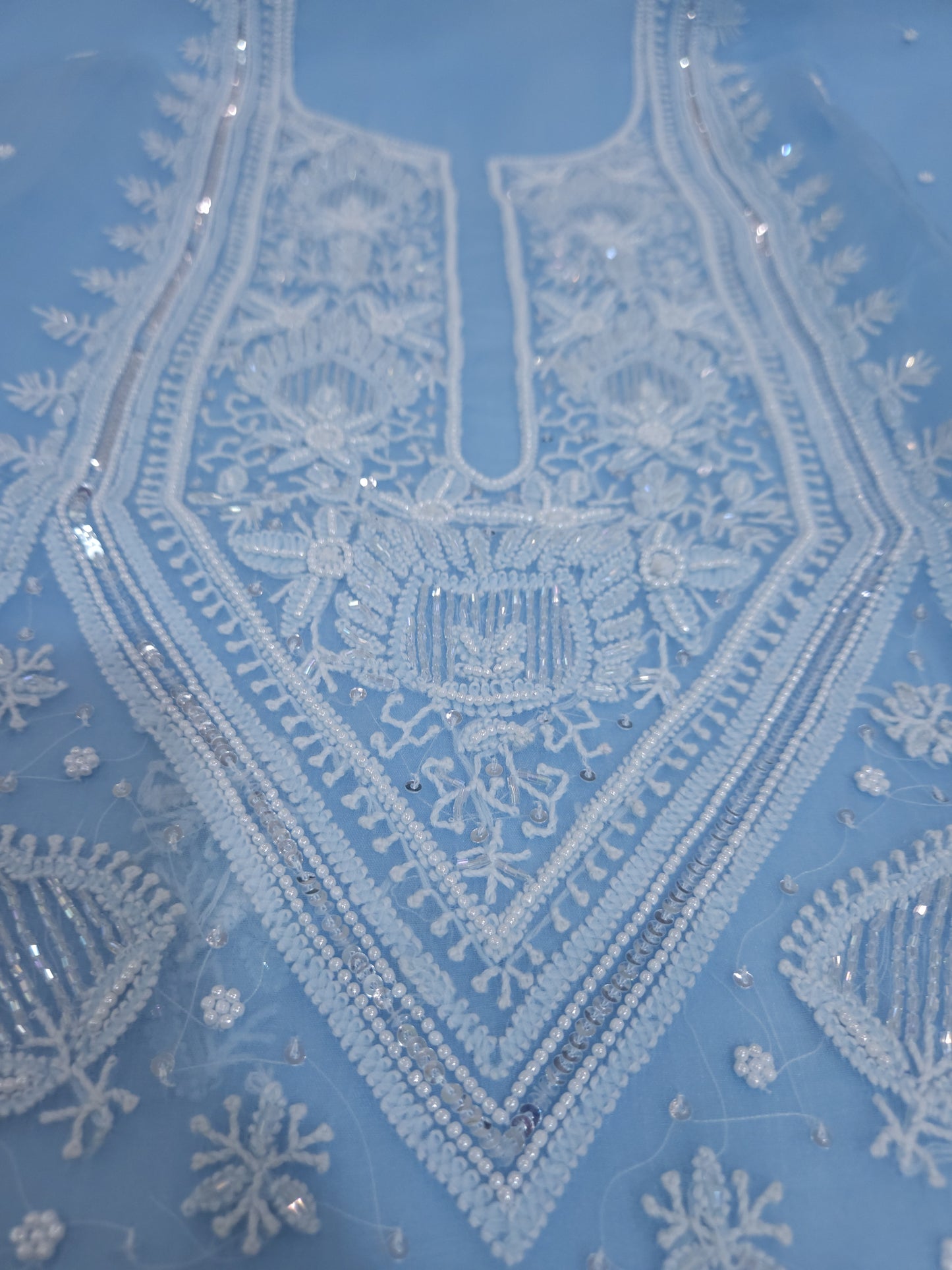Pure Organza Silk 2-Piece Suit Set (Ice Blue) (PS026)