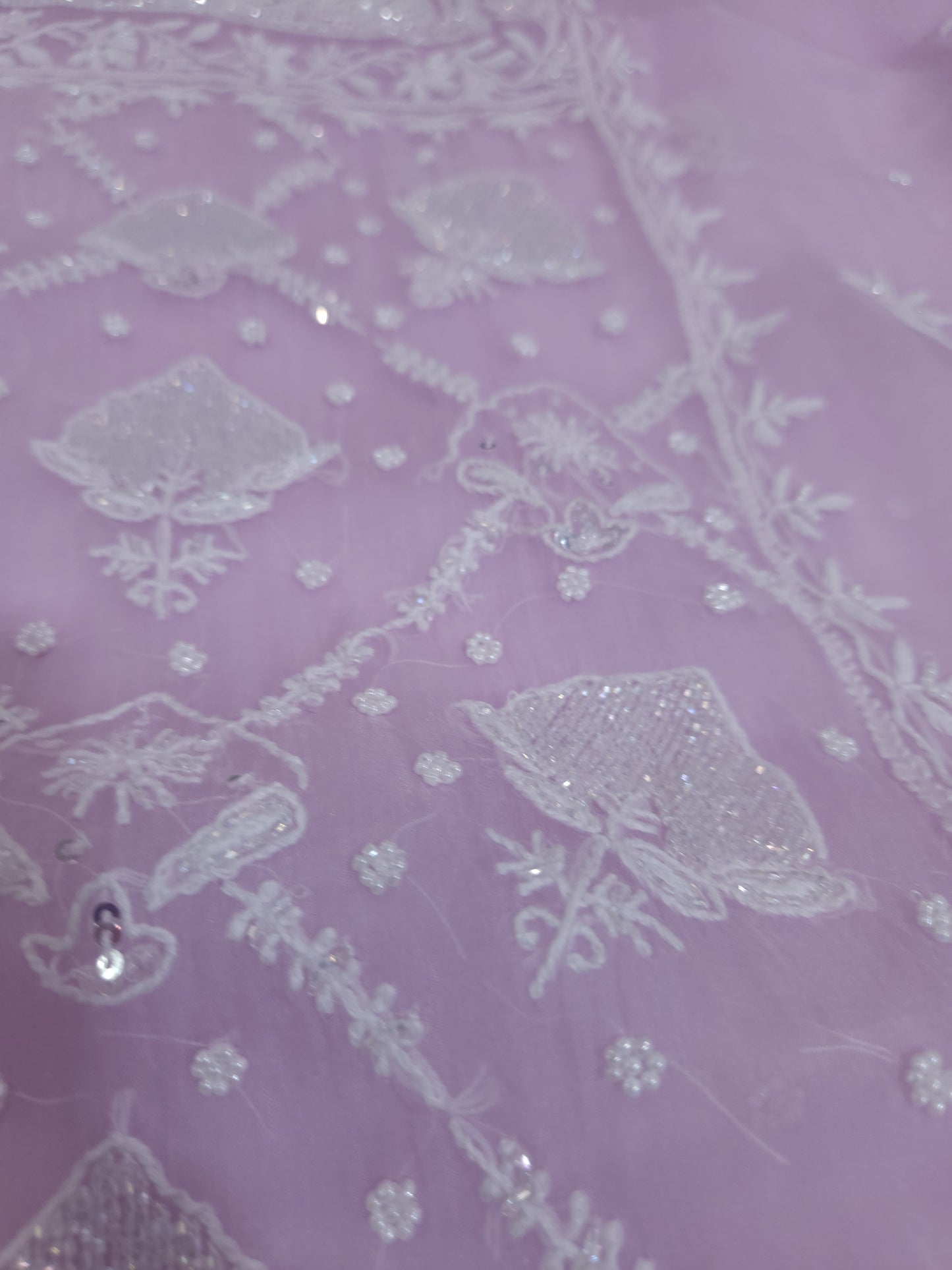 Pure Organza Silk 2-Piece Suit Set (Lavender) (PS030)