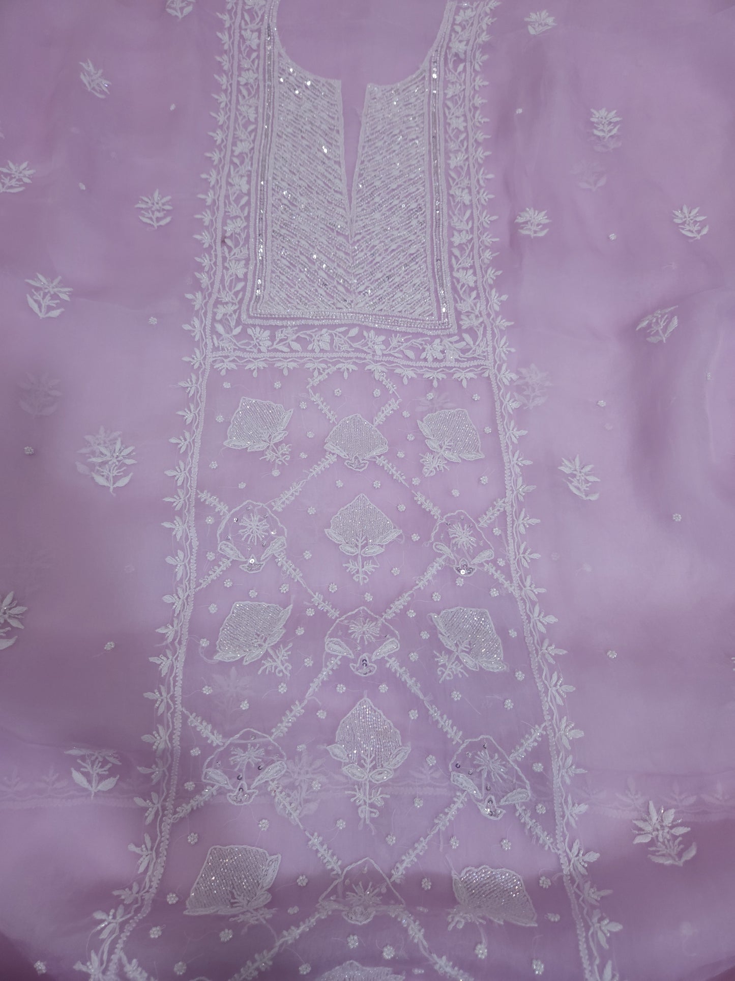 Pure Organza Silk 2-Piece Suit Set (Lavender) (PS030)