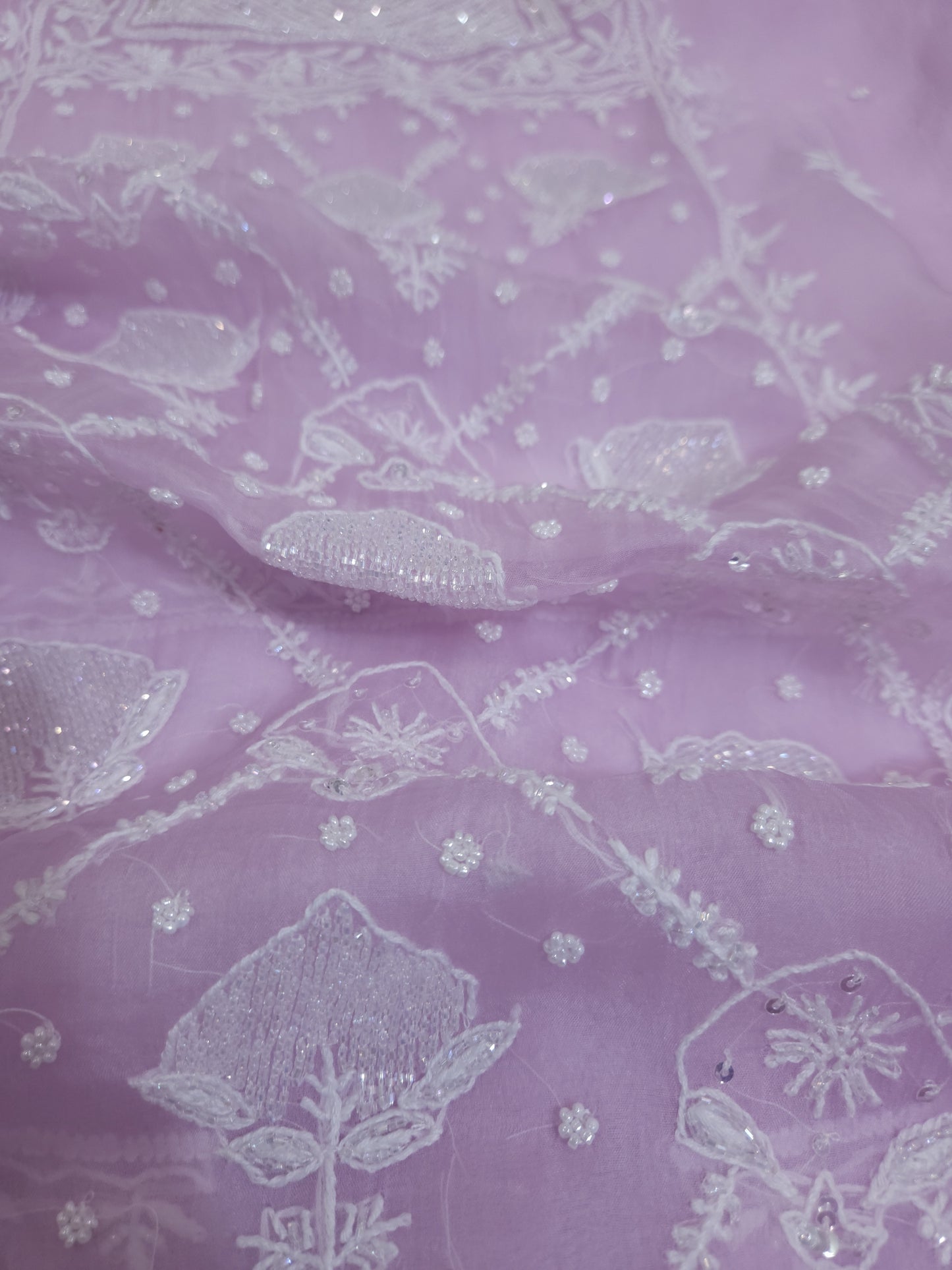 Pure Organza Silk 2-Piece Suit Set (Lavender) (PS030)