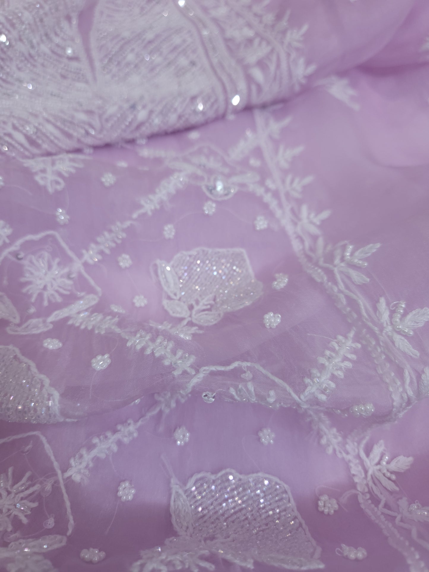 Pure Organza Silk 2-Piece Suit Set (Lavender) (PS030)