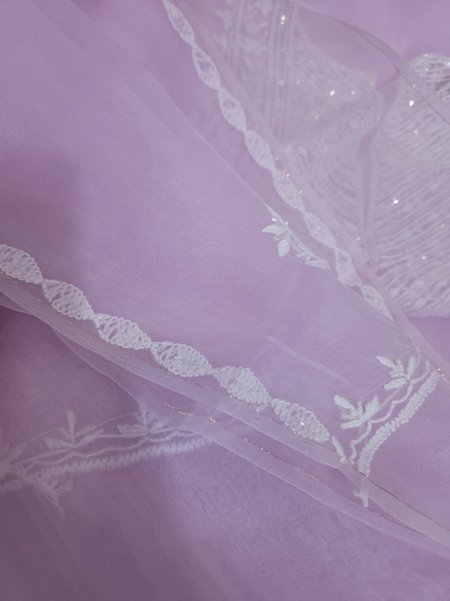 Pure Organza Silk 2-Piece Suit Set (Lavender) (PS030)