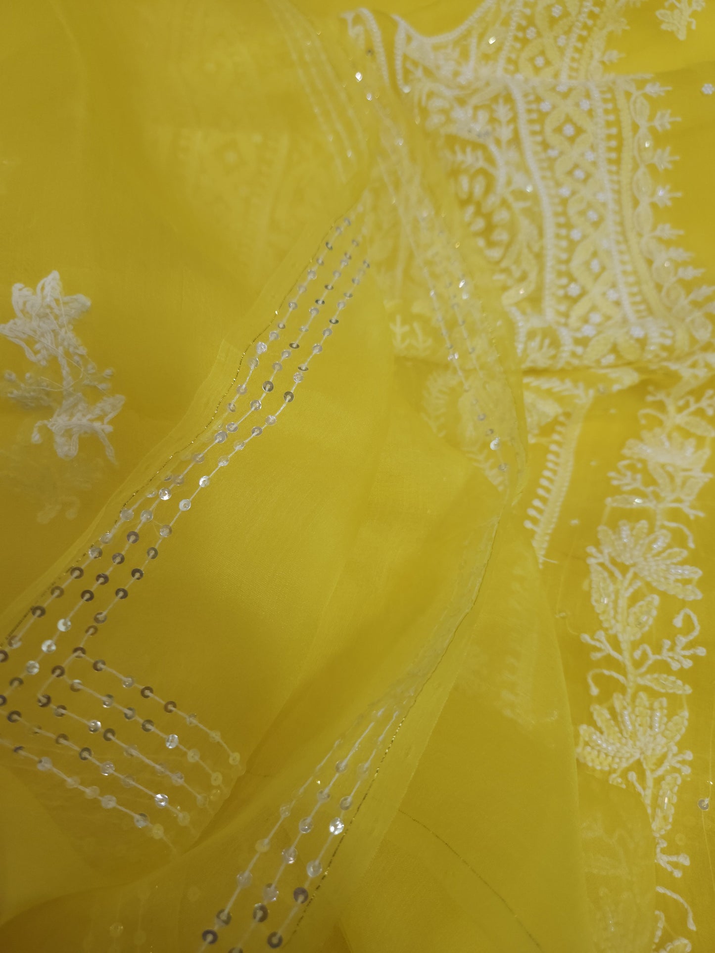 Pure Organza Silk 2-Piece Suit Set (Bright Mango Yellow) (PS025)