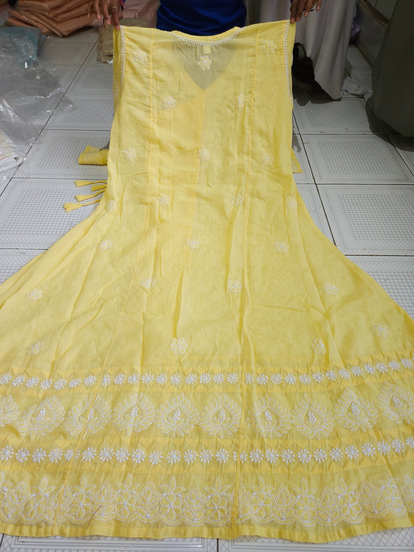Soft Cotton Voil Angrakha Kurti (Butter Yellow)