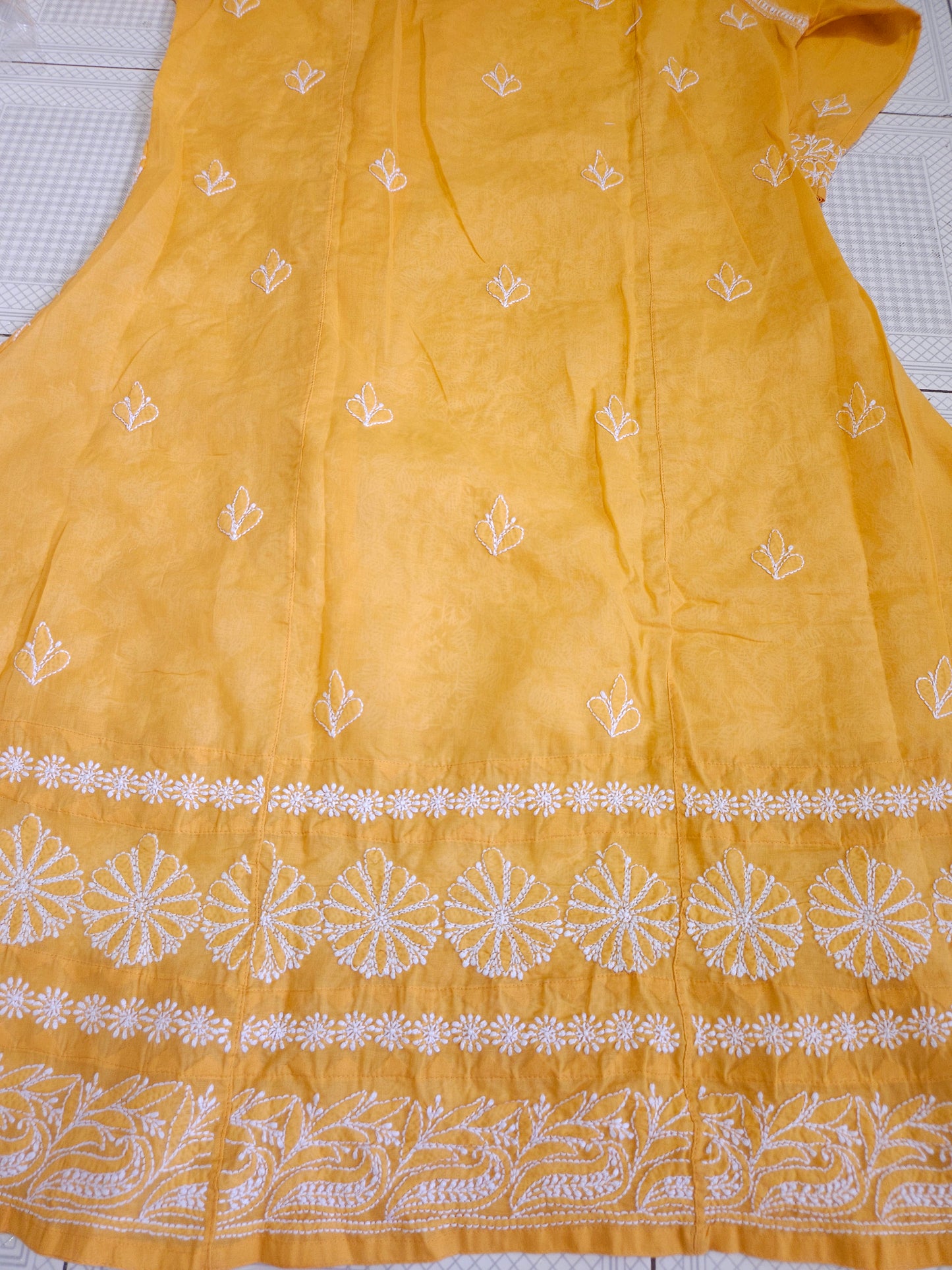 Soft Cotton Voil Angrakha Kurti (Mustard)