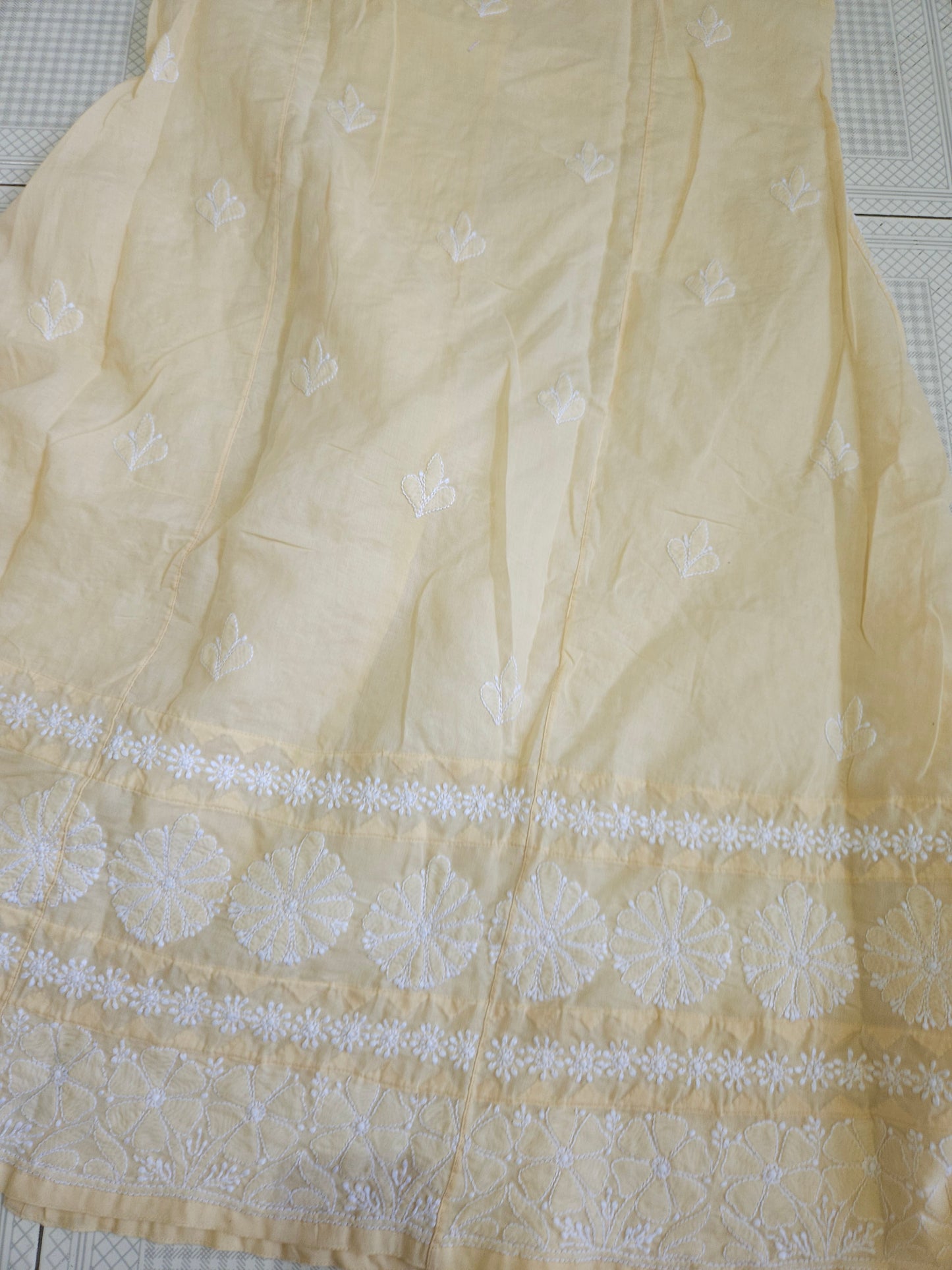 Soft Cotton Voil Angrakha Kurti (Beige)