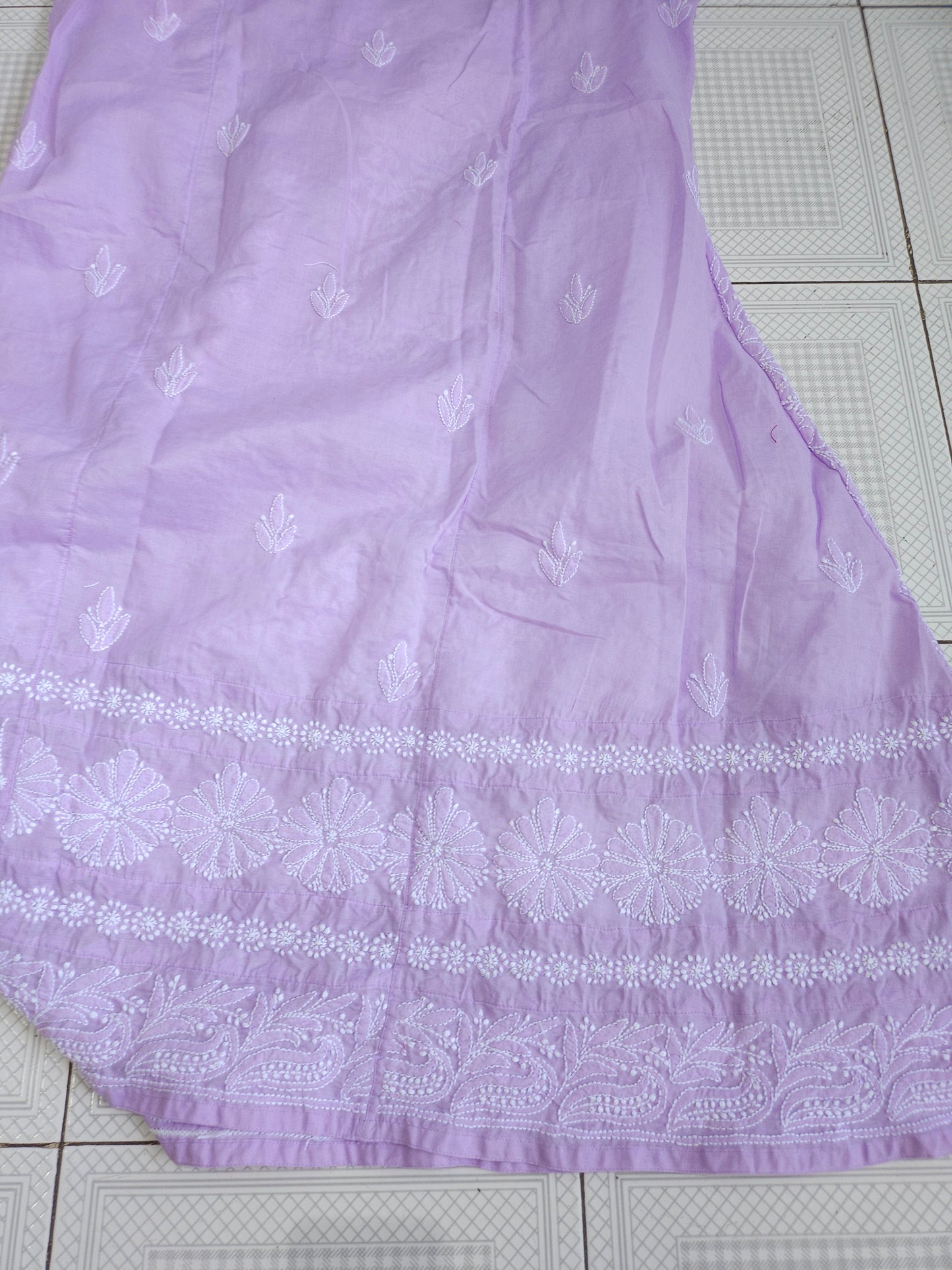 Soft Cotton Voil Angrakha Kurti (Lavender)