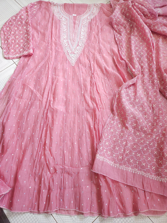 Malmal Chanderi 2Piece Anarkali Set
