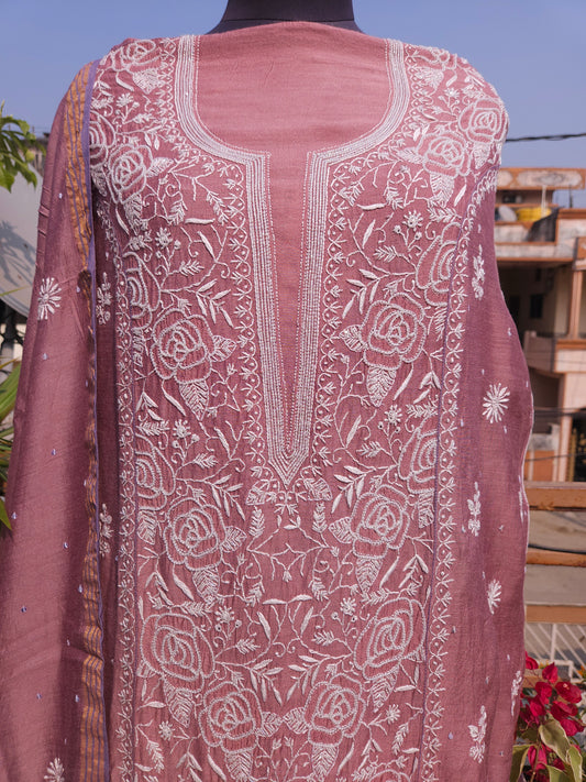 Moonga Silk Chikankari 2-Piece Set (PSC034)