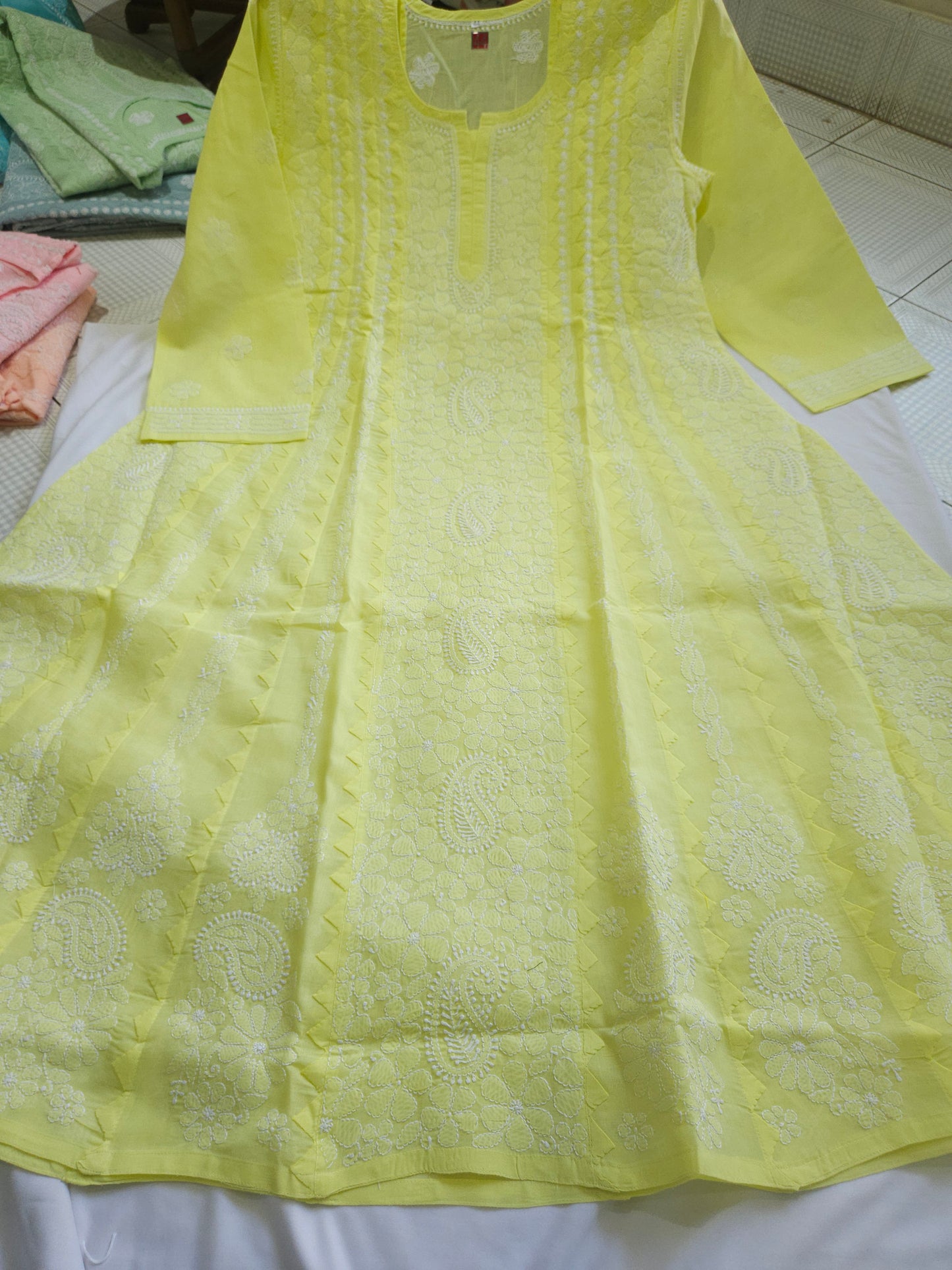 Cotton Voil Heavy Daraz Chikankari Anarkali Stitched