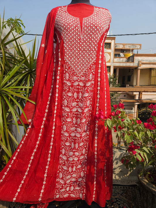 Malmal Chanderi 2-Piece Anarkali Set (PSC029)