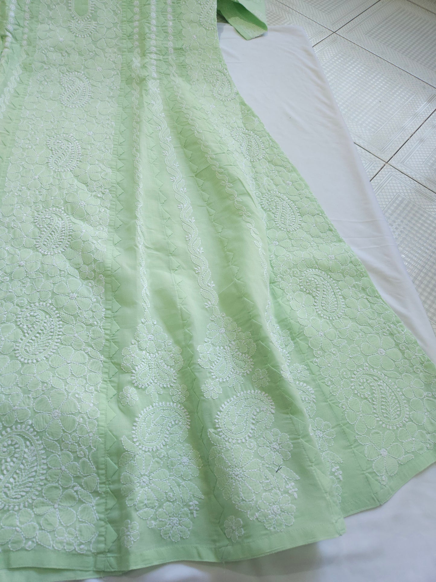 Cotton Voil Heavy Daraz Chikankari Anarkali Stitched