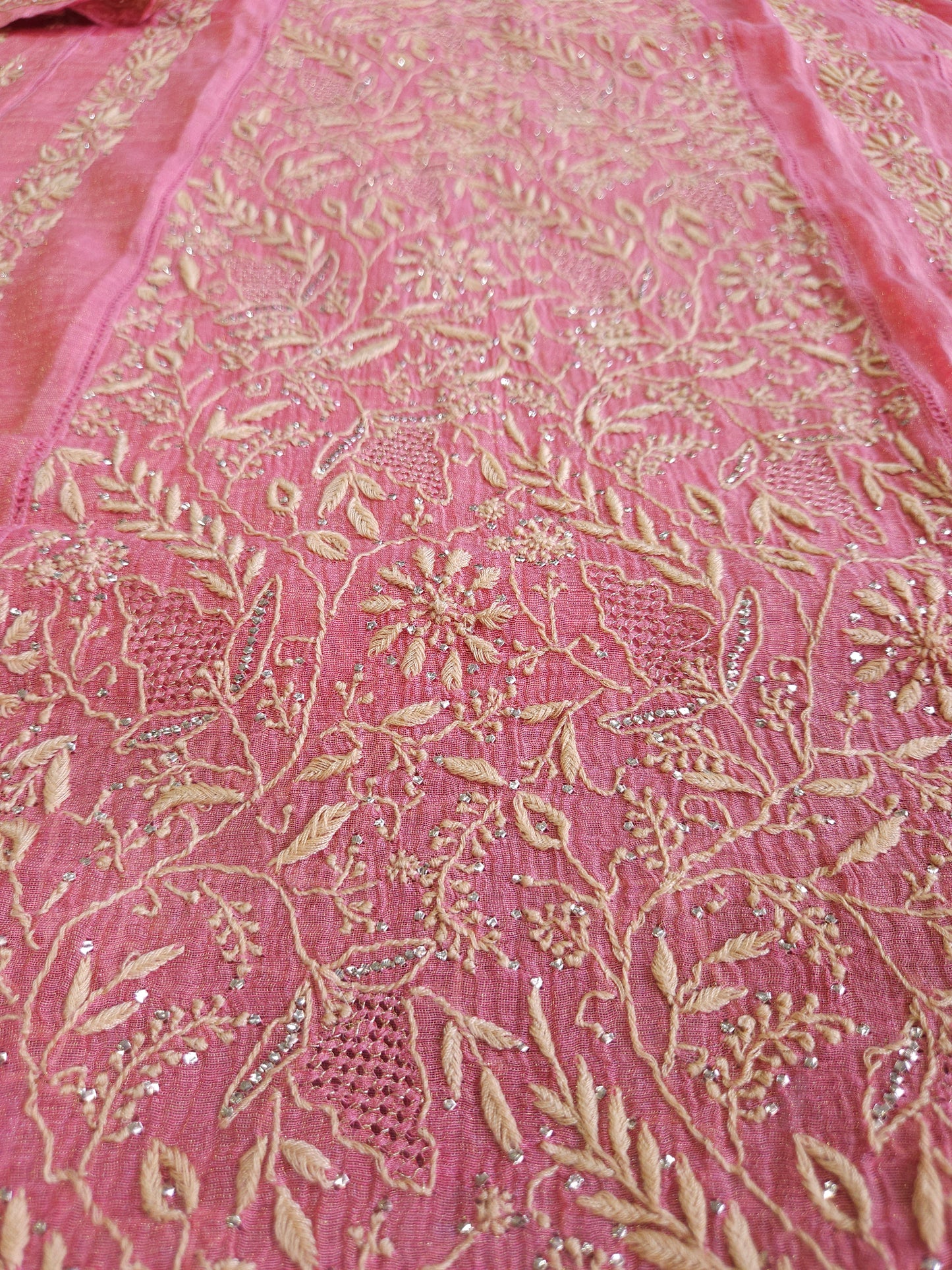 Pure Zari Tissue 2piece Aline Chikankari Suit