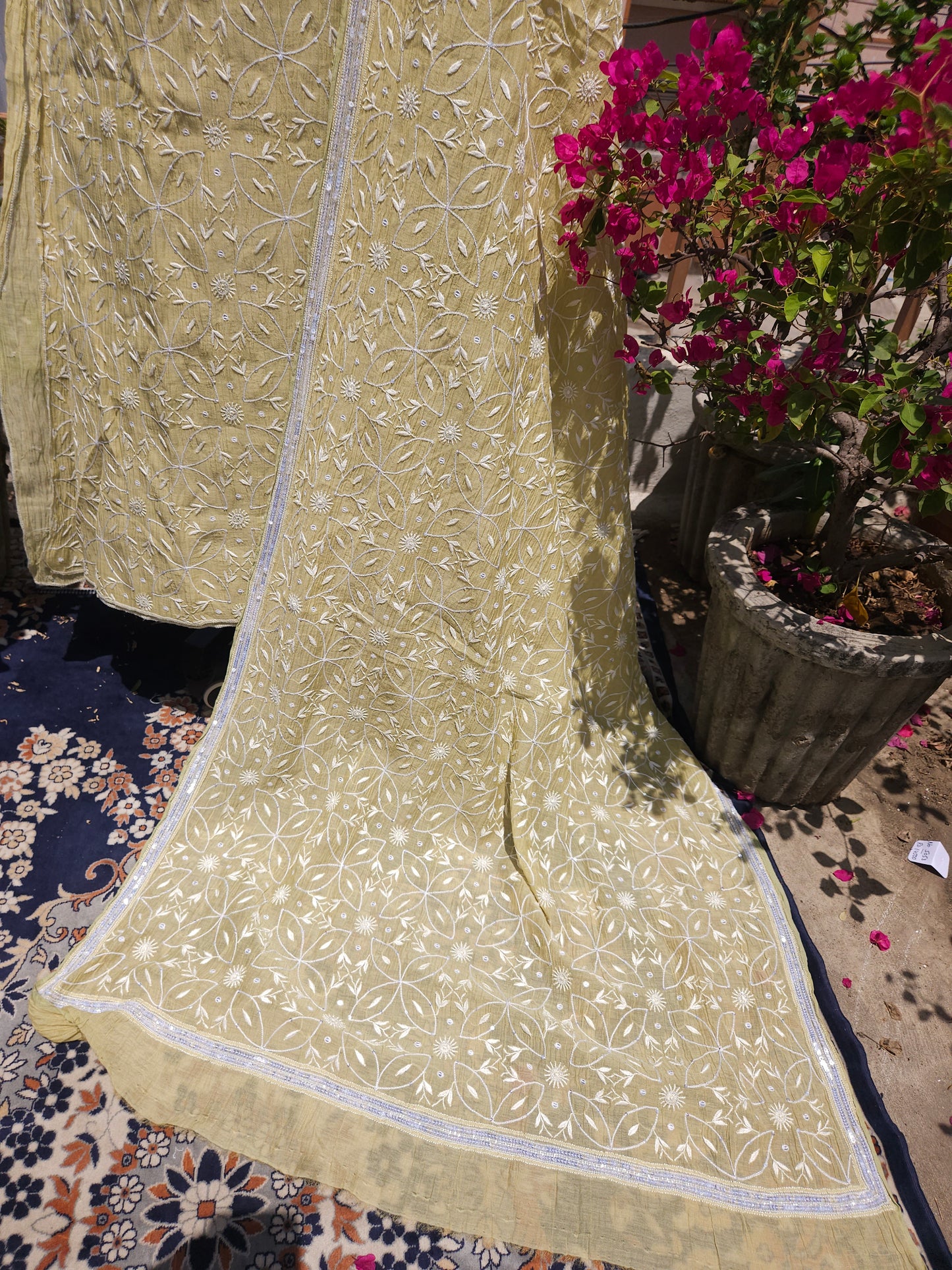 Malmal Chanderi Full Jaal 2piece Semistiched Suit
