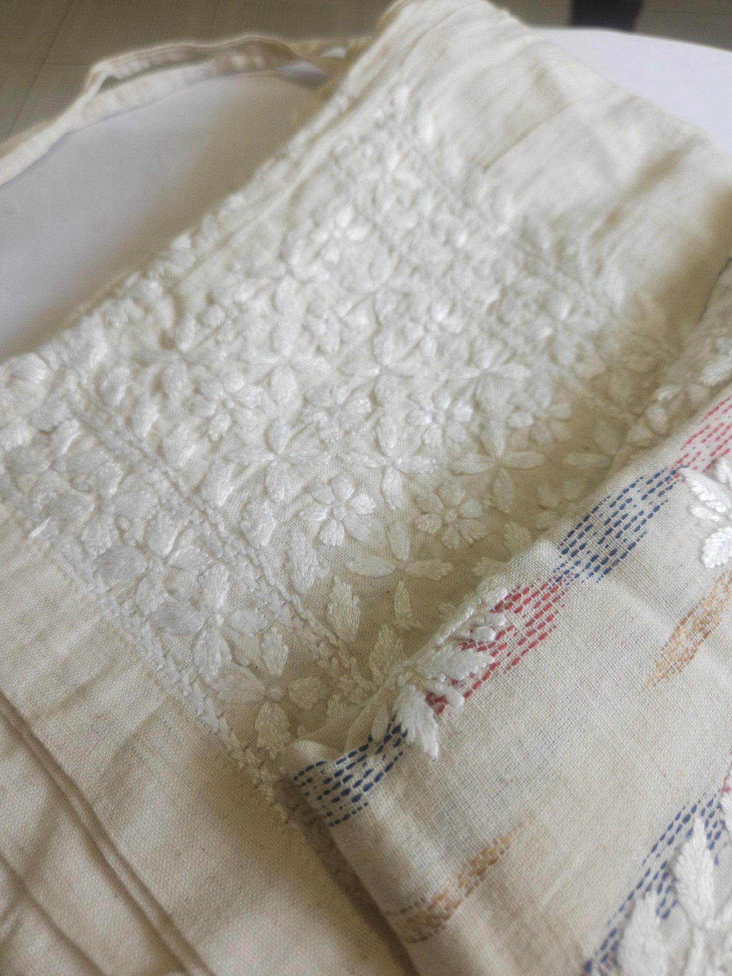 Ikkat Cotton Chikankari Coord Set 2piece Stitched