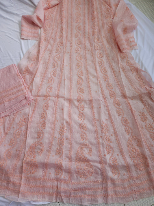 Tussar Silk 2-Piece Anarkali Set