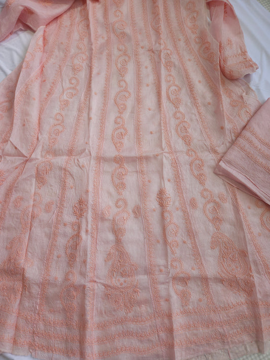 Tussar Silk 2-Piece Anarkali Set